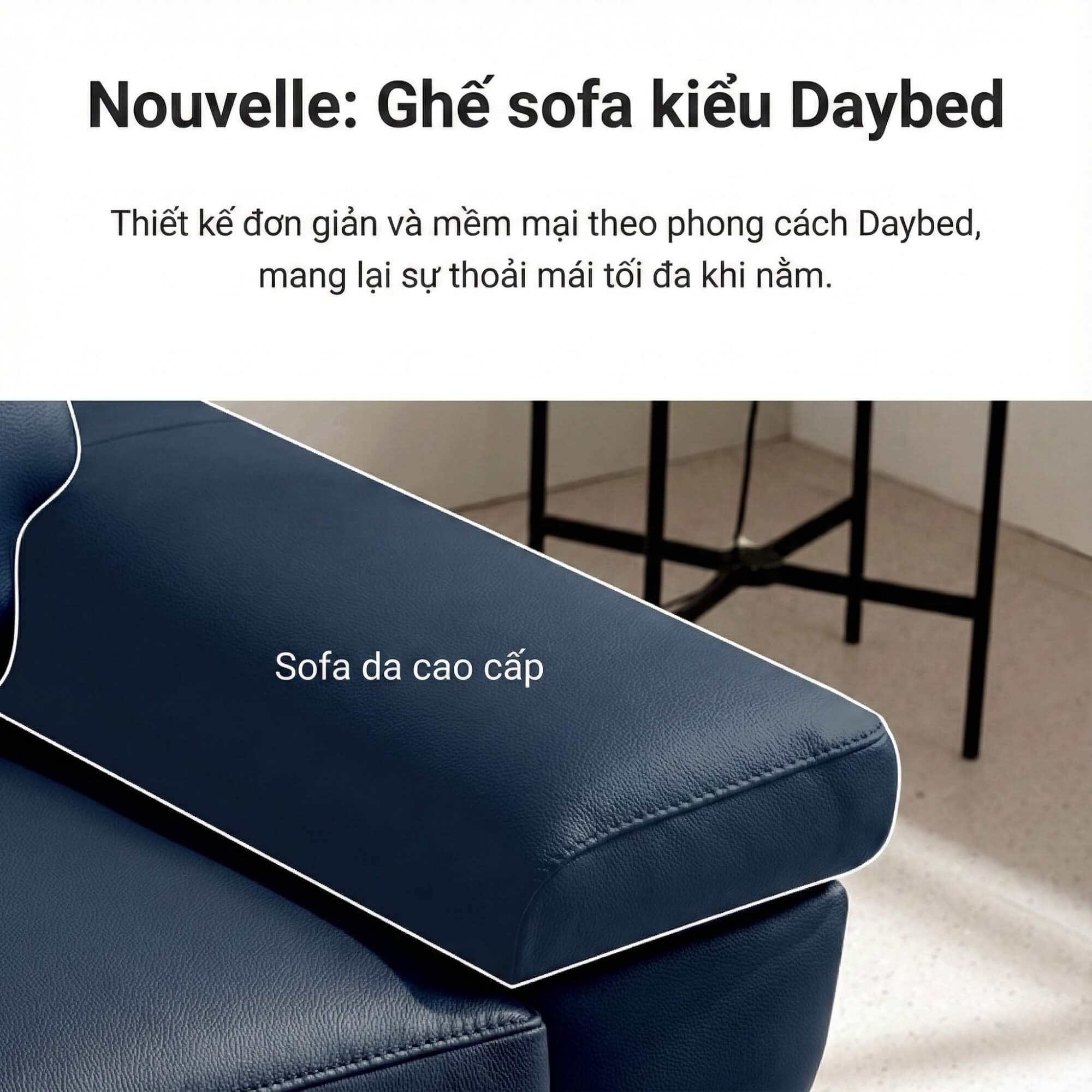 Sofa NOUVELLE – Sofa Băng 3.5 Chỗ Hiện Đại Bọc Da Sang Trọng 