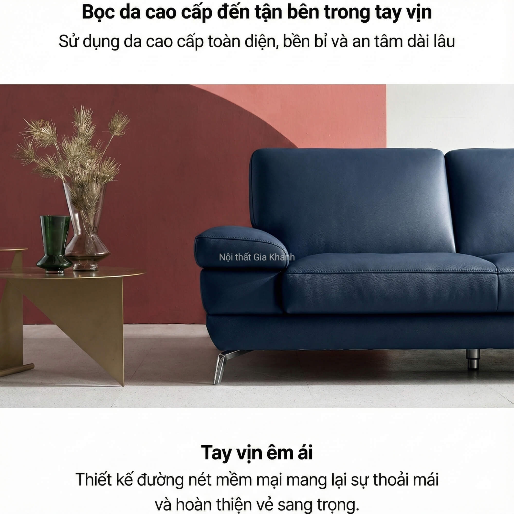 Sofa NOUVELLE – Sofa Băng 3.5 Chỗ Hiện Đại Bọc Da Sang Trọng 