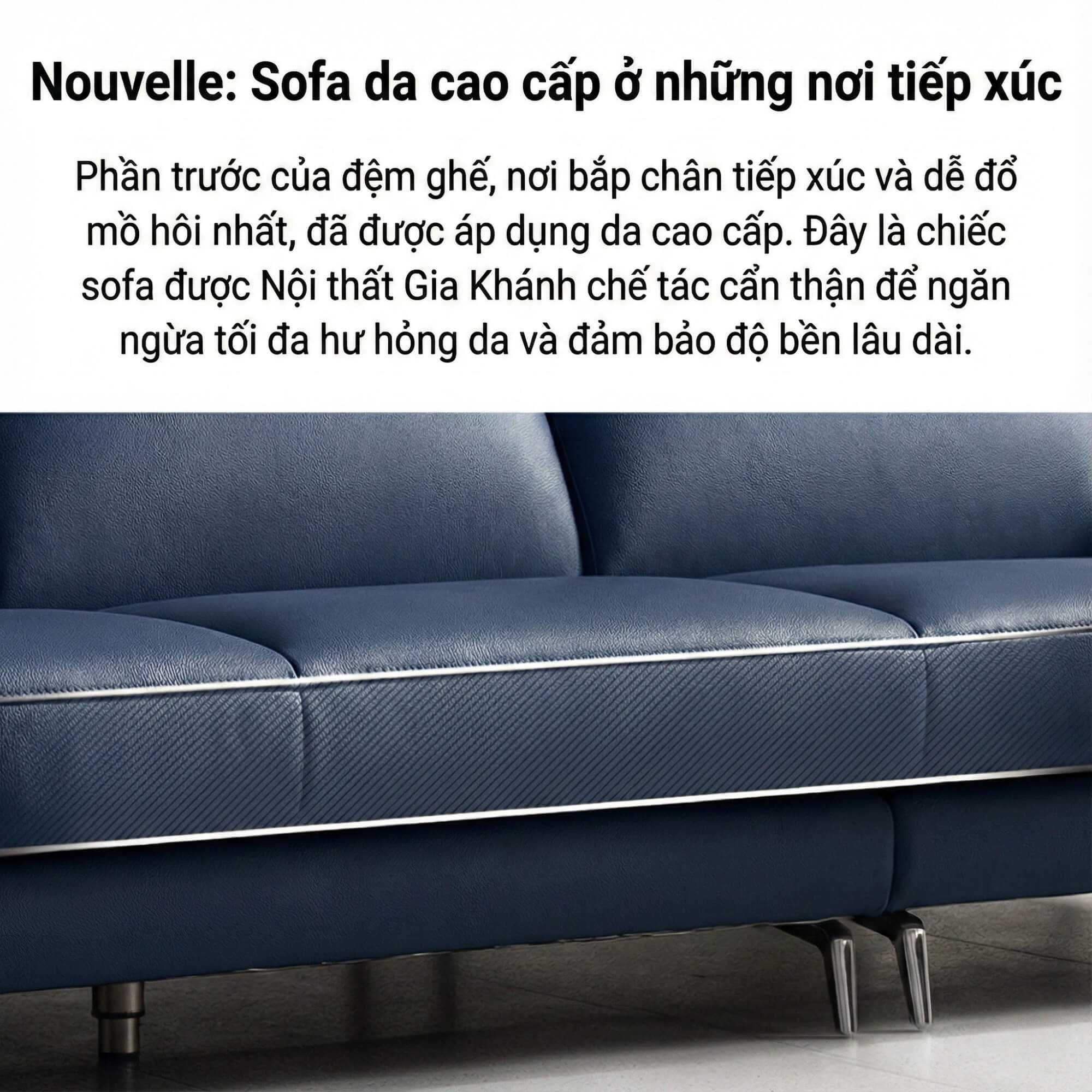 Sofa NOUVELLE – Sofa Băng 3.5 Chỗ Hiện Đại Bọc Da Sang Trọng 