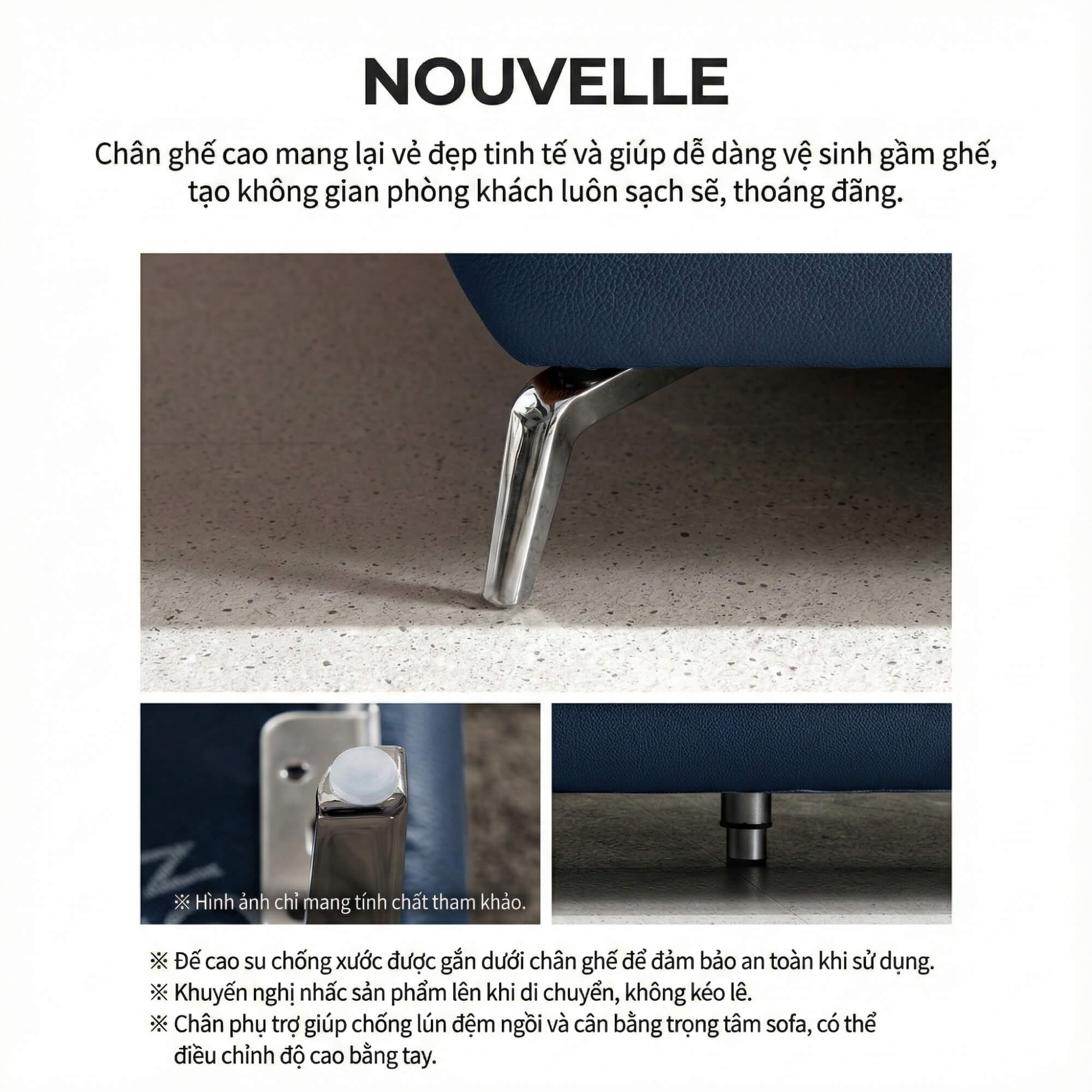 Sofa NOUVELLE – Sofa Băng 3.5 Chỗ Hiện Đại Bọc Da Sang Trọng 