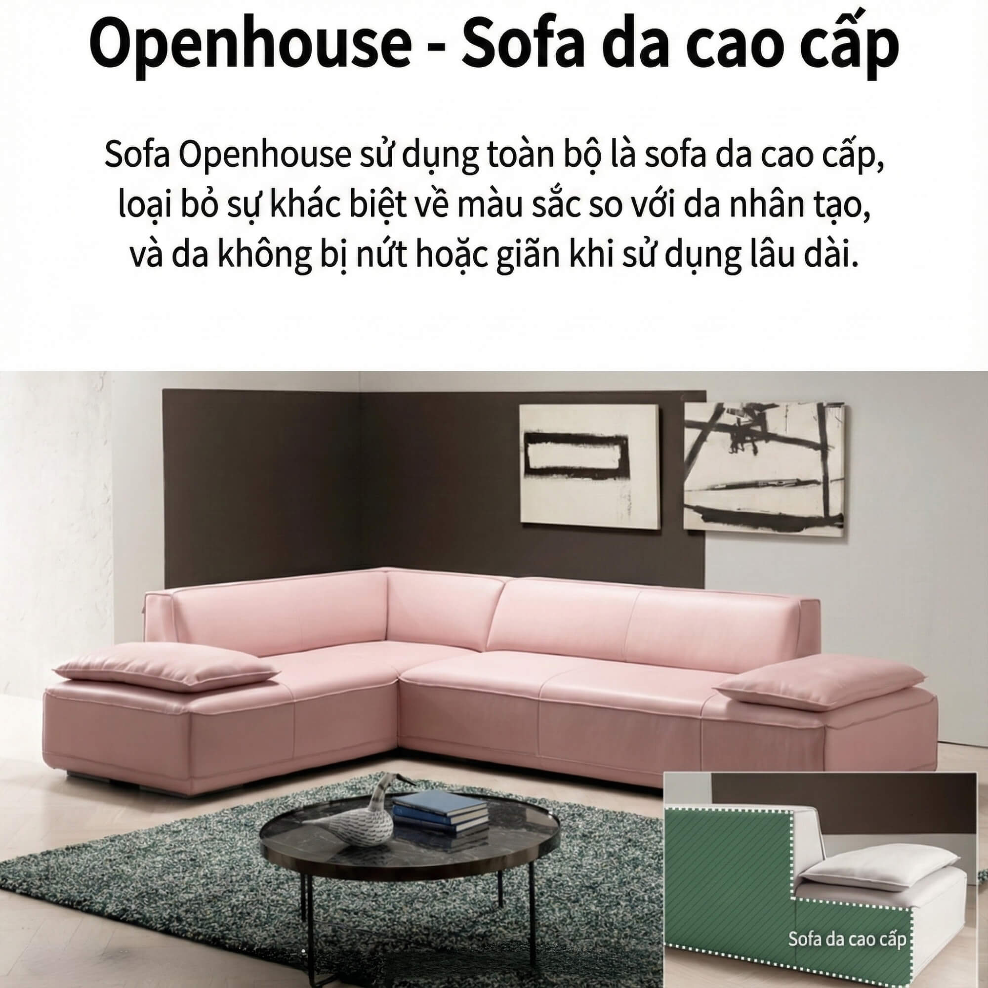 Sofa Openhouse – Sofa Góc Hiện Đại Da Cao Cấp Cỡ Lớn Cho Sự Thoải Mái