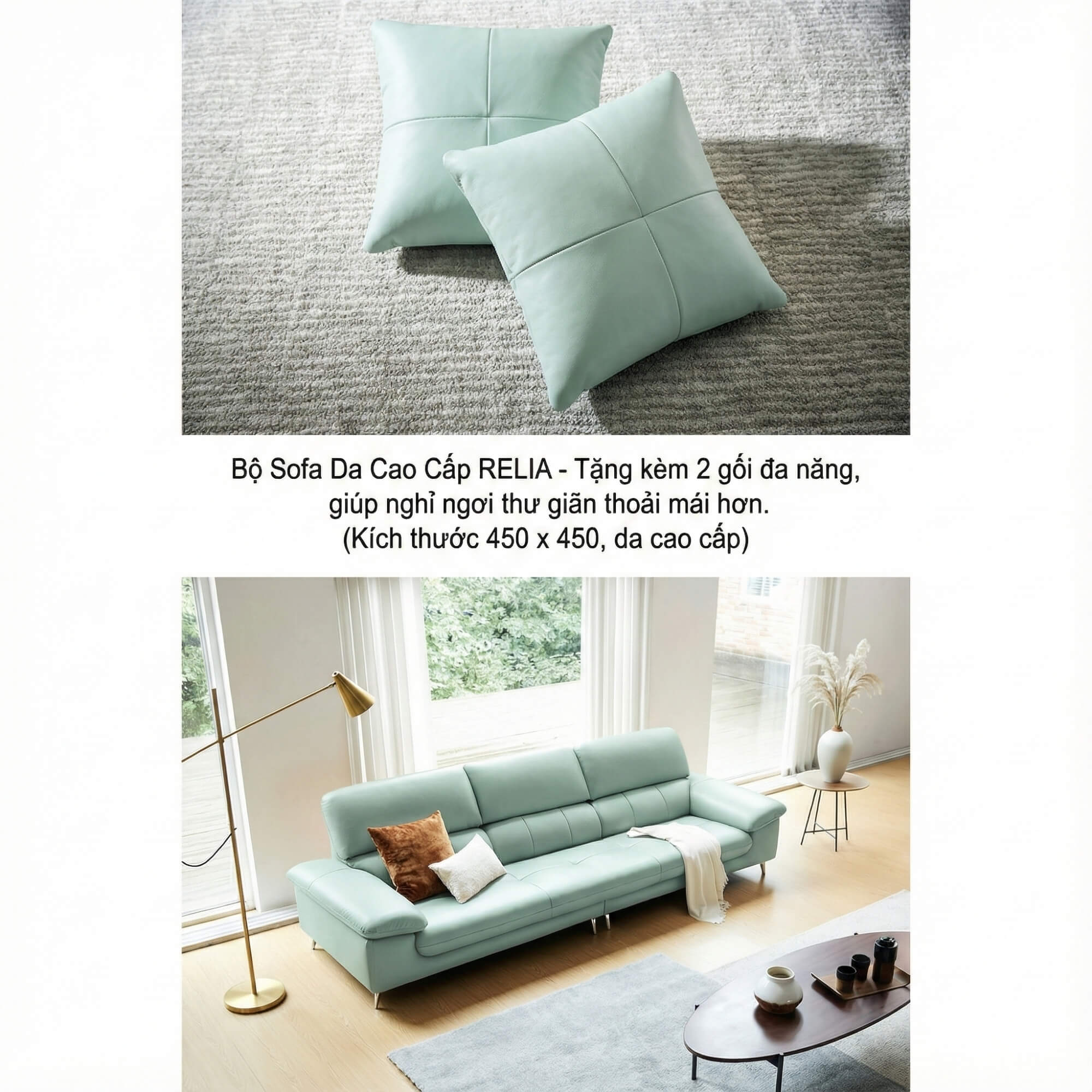 Sofa RELIA – Sofa Da Hiện Đại Dáng Băng Thiết Kế Nghỉ Ngơi Thư Thái 