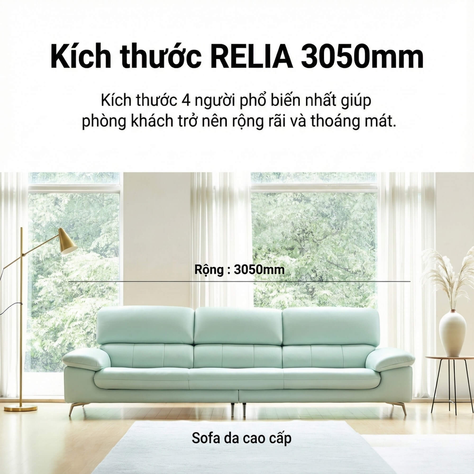 Sofa RELIA – Sofa Da Hiện Đại Dáng Băng Thiết Kế Nghỉ Ngơi Thư Thái 
