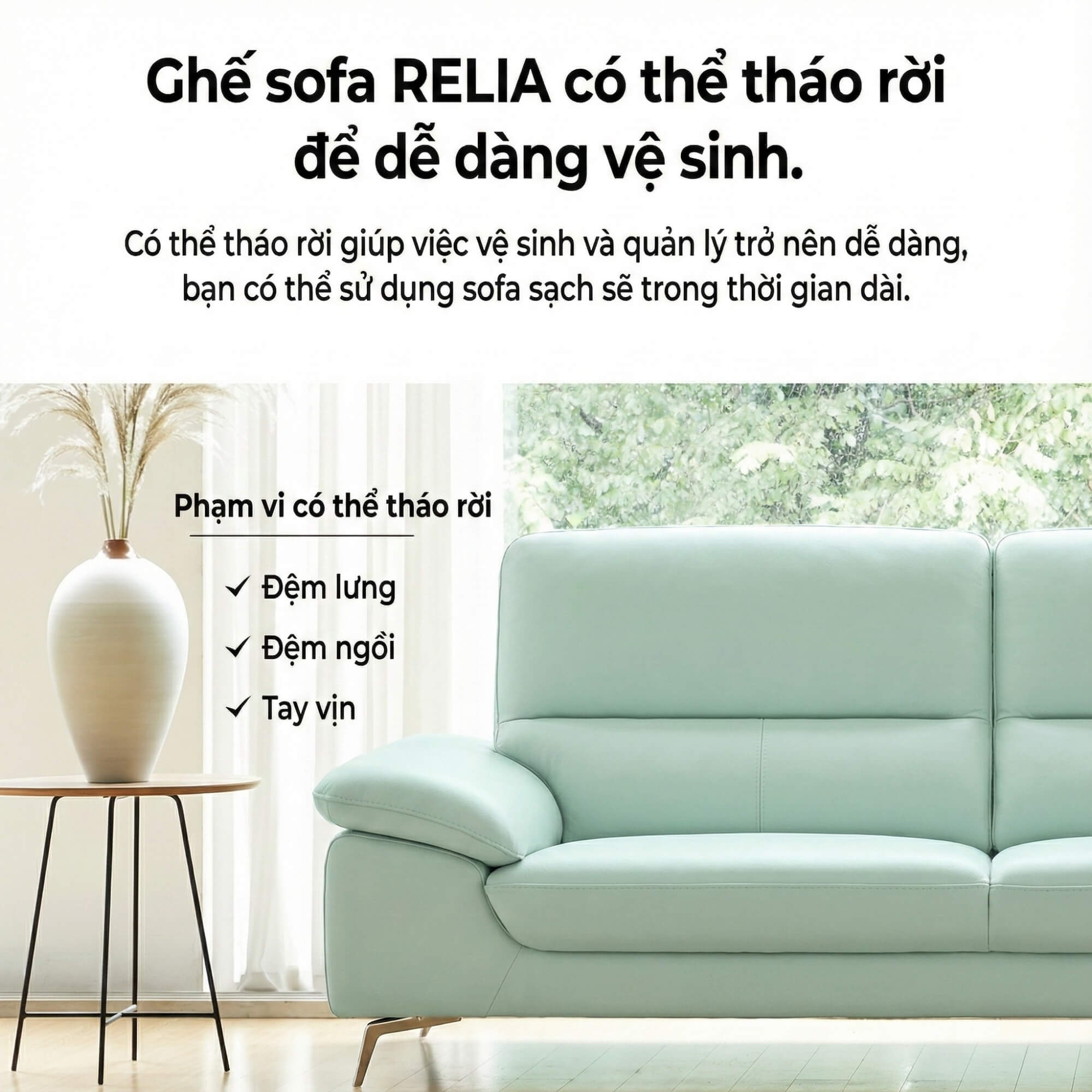 Sofa RELIA – Sofa Da Hiện Đại Dáng Băng Thiết Kế Nghỉ Ngơi Thư Thái 