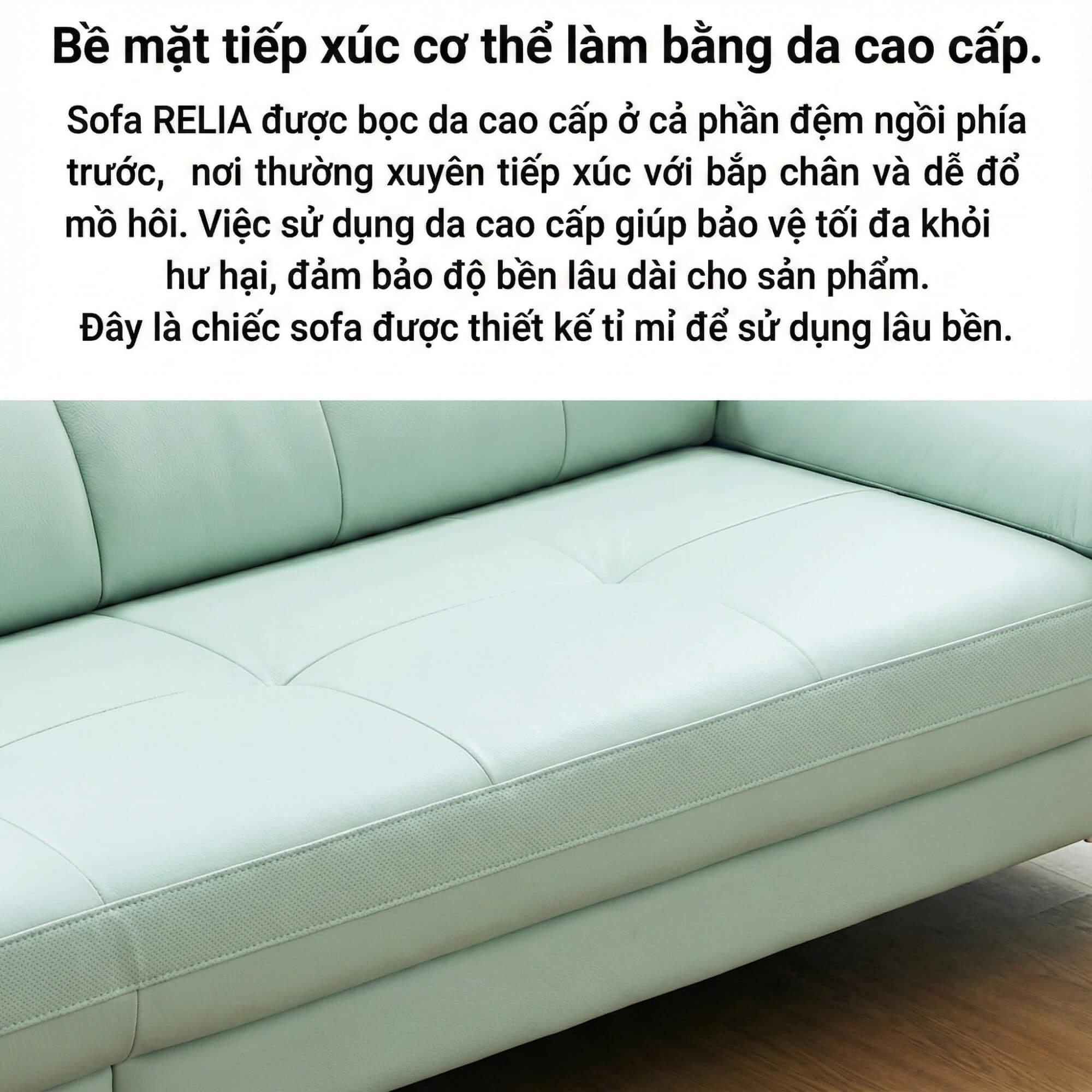 Sofa RELIA – Sofa Da Hiện Đại Dáng Băng Thiết Kế Nghỉ Ngơi Thư Thái 