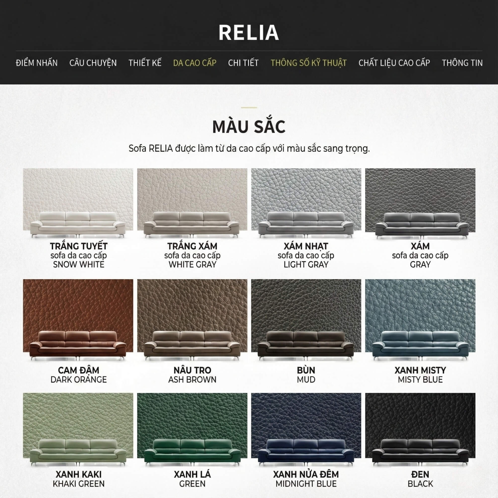 Sofa RELIA – Sofa Da Hiện Đại Dáng Băng Thiết Kế Nghỉ Ngơi Thư Thái 