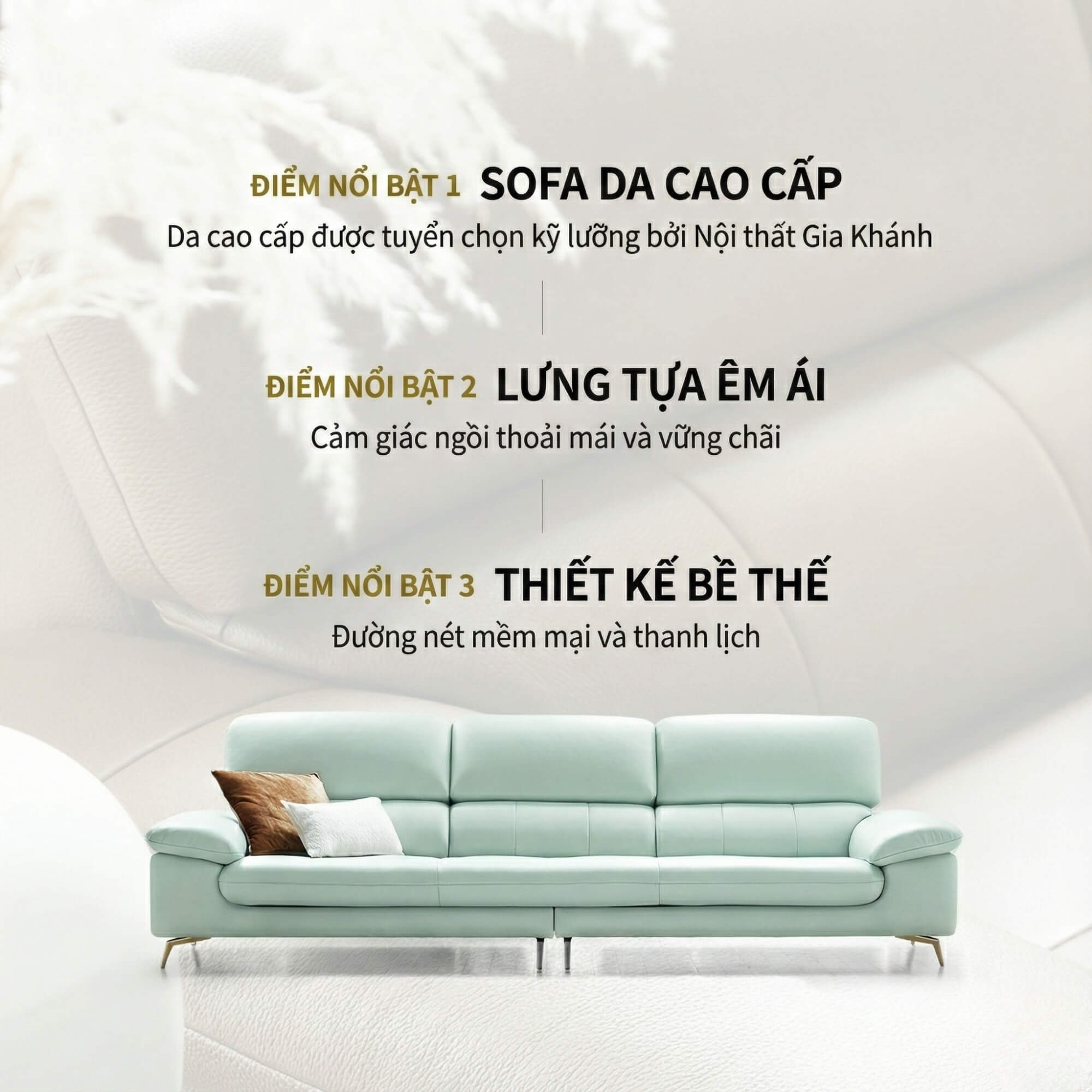Sofa RELIA – Sofa Da Hiện Đại Dáng Băng Thiết Kế Nghỉ Ngơi Thư Thái 