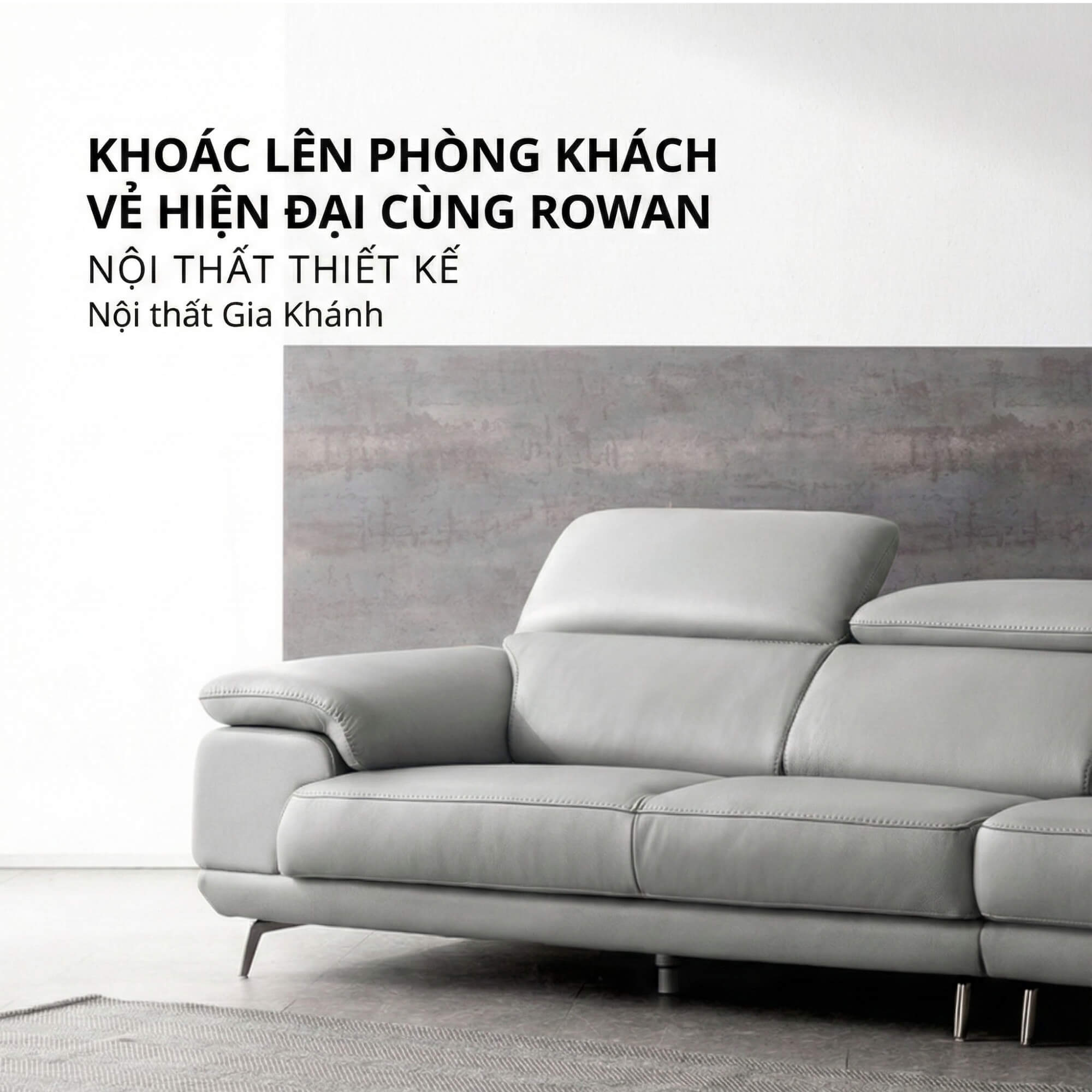 Sofa ROWAN – Sofa Phòng Khách Hiện Đại Bọc Da Với Đầu Thông Minh