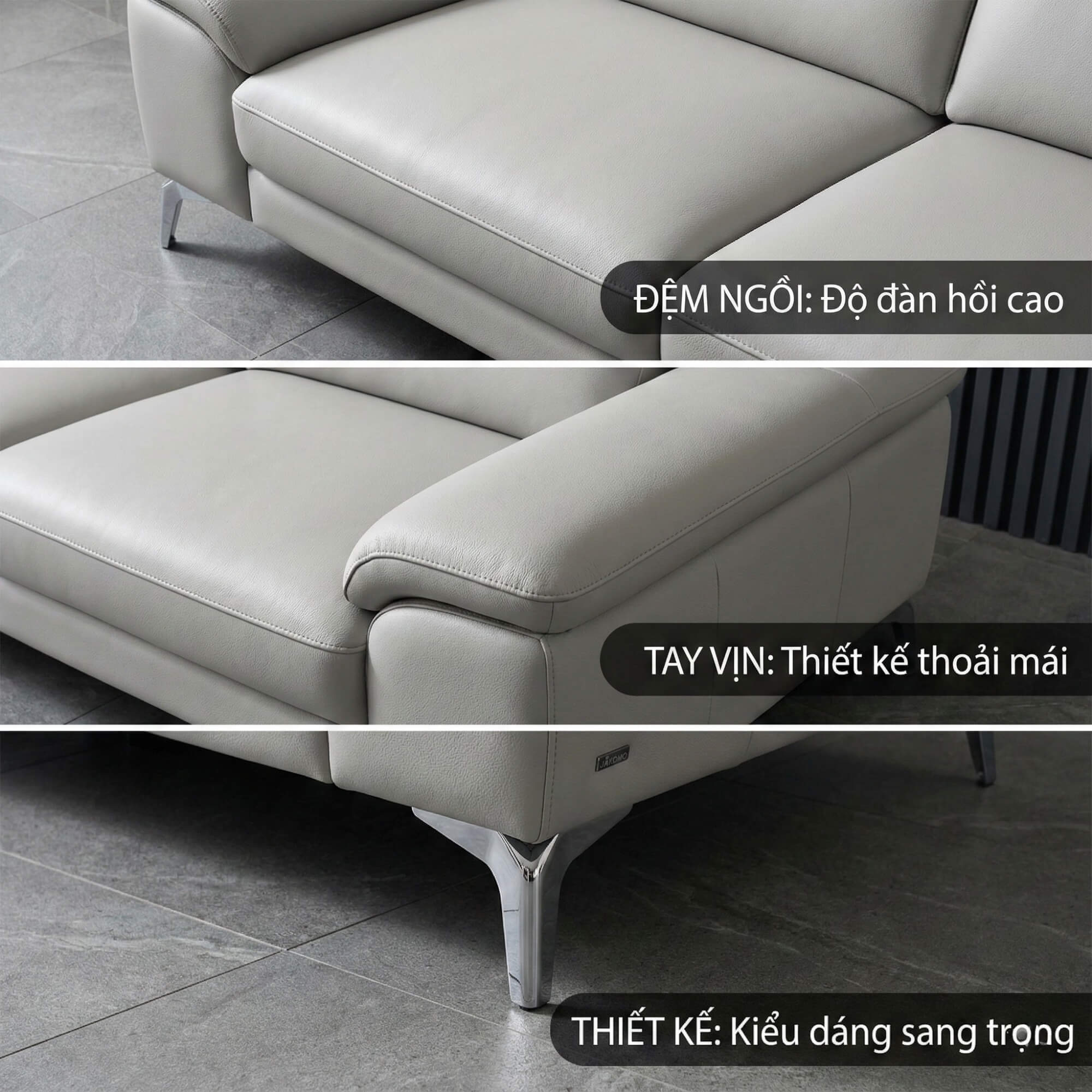 Sofa ROWAN – Sofa Phòng Khách Hiện Đại Bọc Da Với Đầu Thông Minh