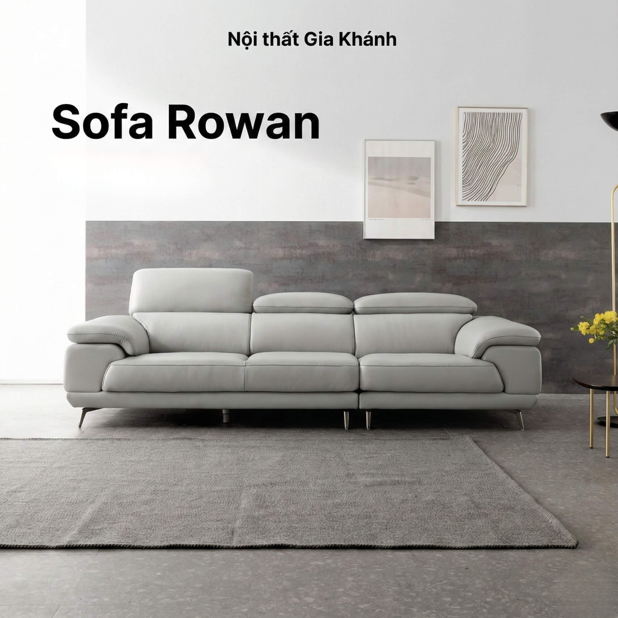 Sofa ROWAN – Sofa Phòng Khách Hiện Đại Bọc Da Với Đầu Thông Minh