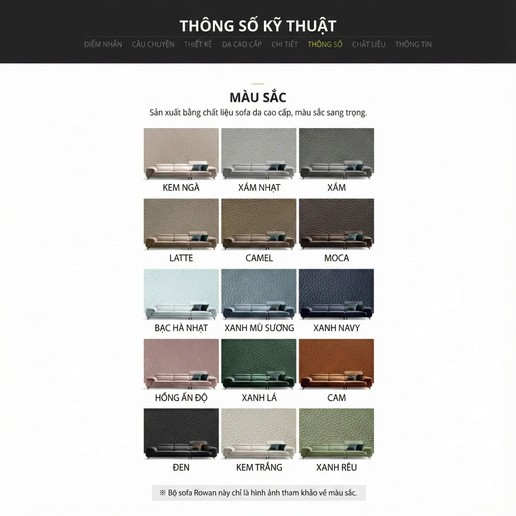 Sofa ROWAN – Sofa Phòng Khách Hiện Đại Bọc Da Với Đầu Thông Minh