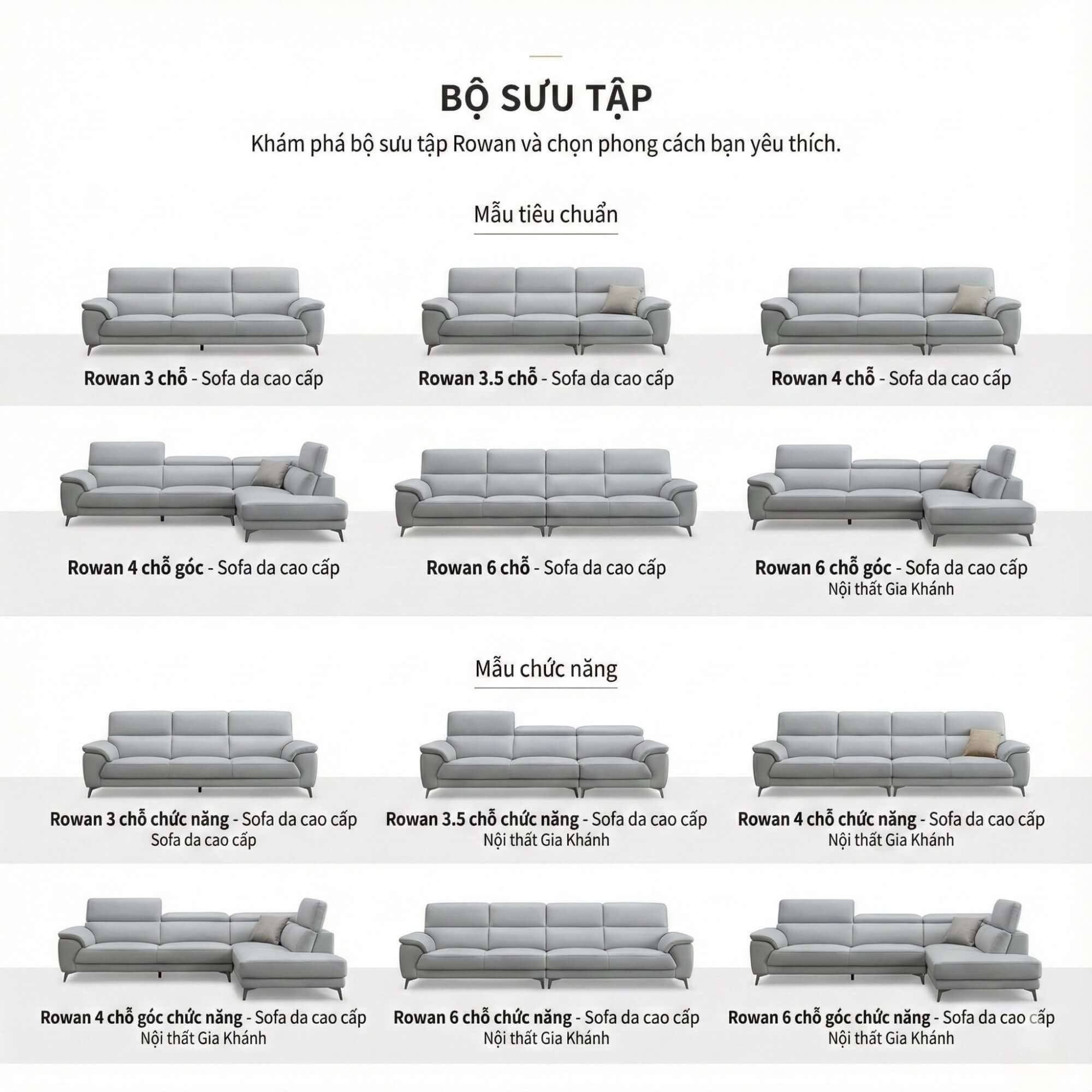 Sofa ROWAN – Sofa Phòng Khách Hiện Đại Bọc Da Với Đầu Thông Minh