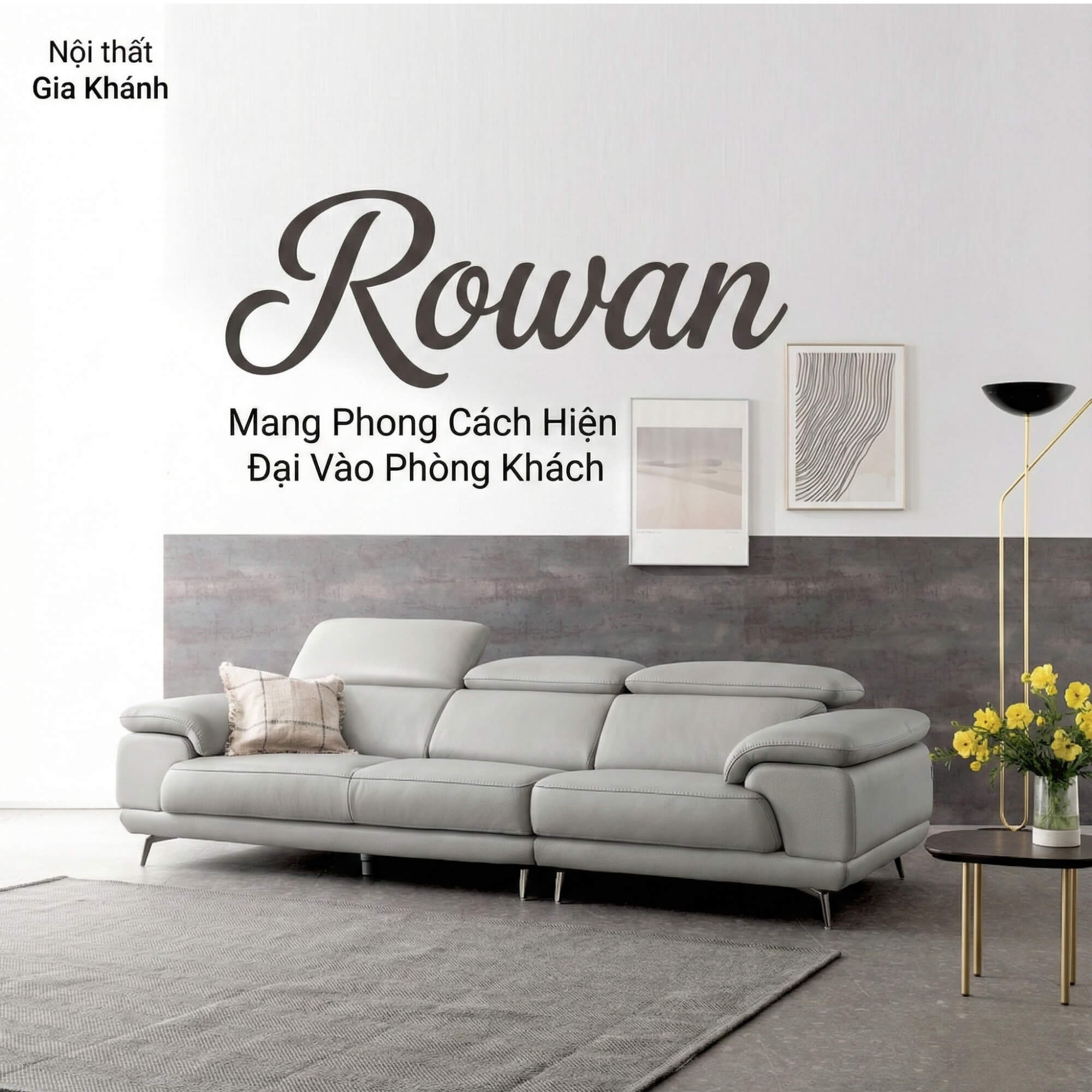 Sofa ROWAN – Sofa Phòng Khách Hiện Đại Bọc Da Với Đầu Thông Minh