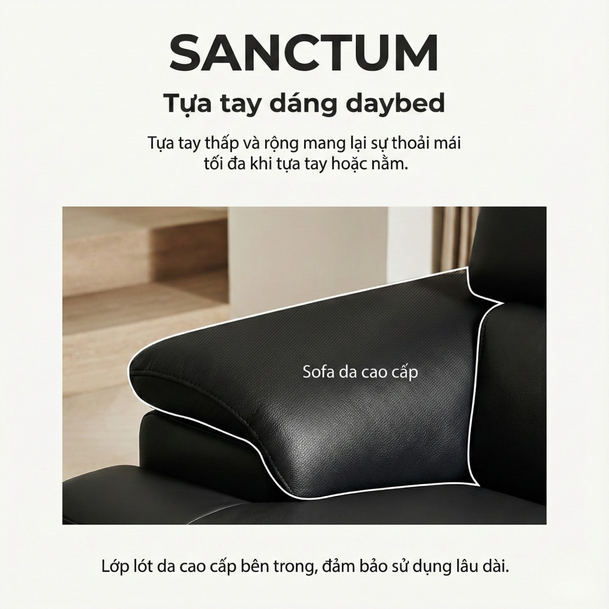 Sofa SANCTUM – Sofa Da Cao Cấp Hiện Đại Tối Ưu Sự Êm Ái
