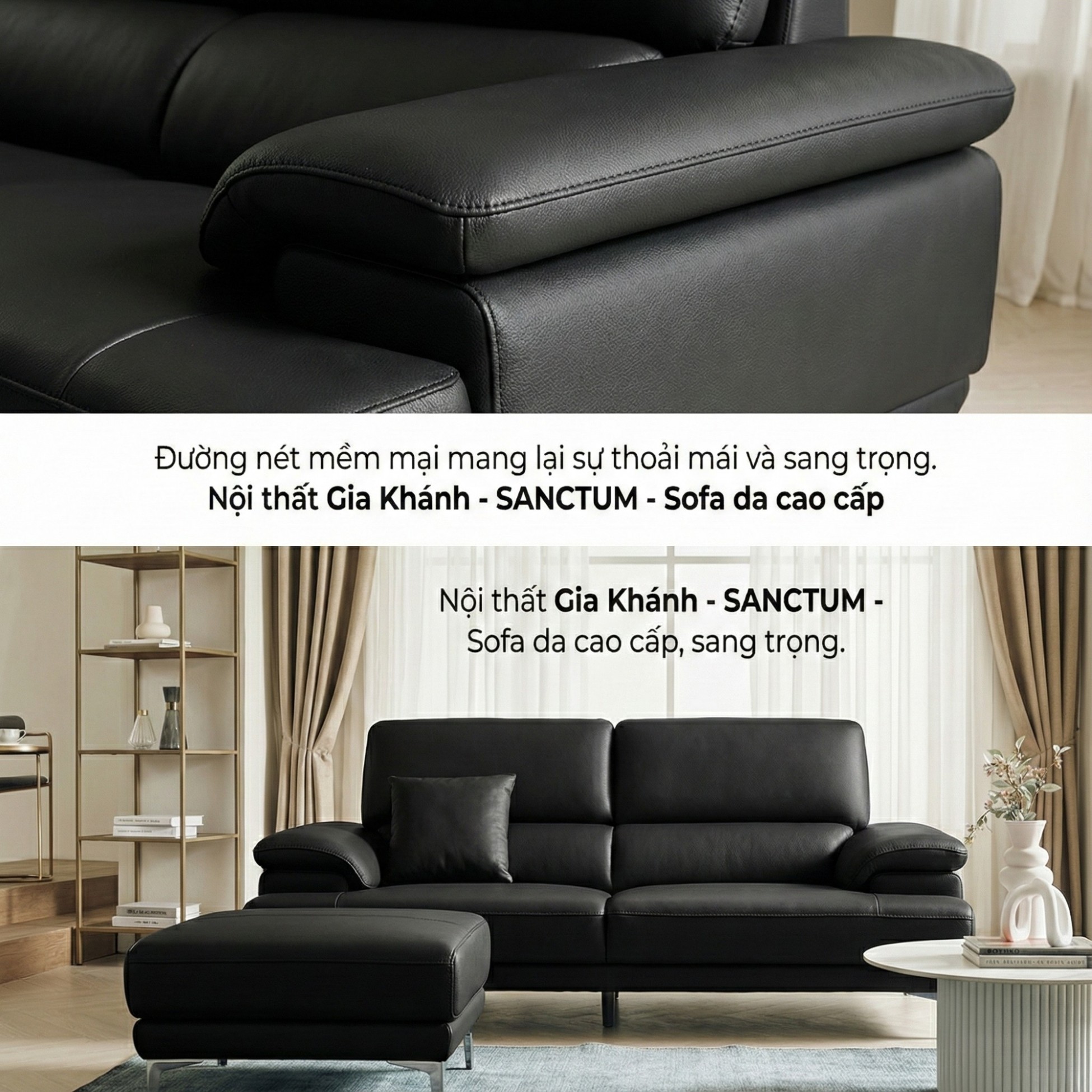 Sofa SANCTUM – Sofa Da Cao Cấp Hiện Đại Tối Ưu Sự Êm Ái