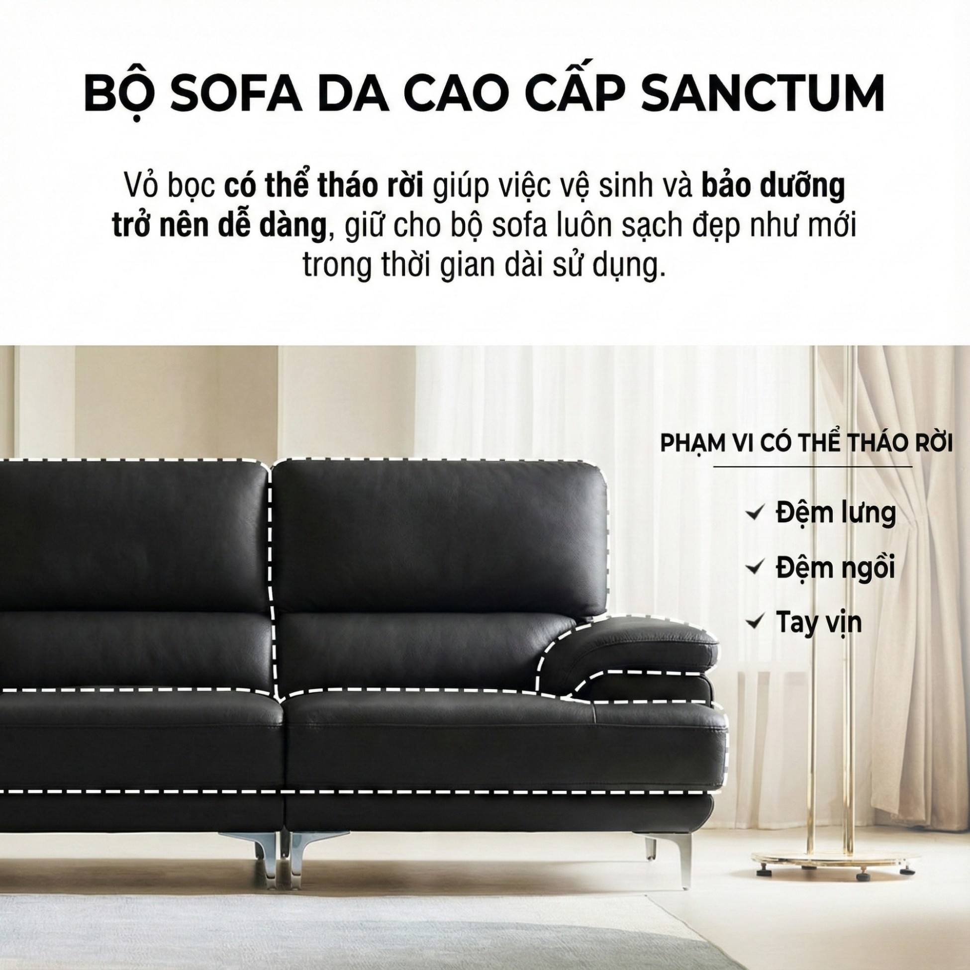 Sofa SANCTUM – Sofa Da Cao Cấp Hiện Đại Tối Ưu Sự Êm Ái