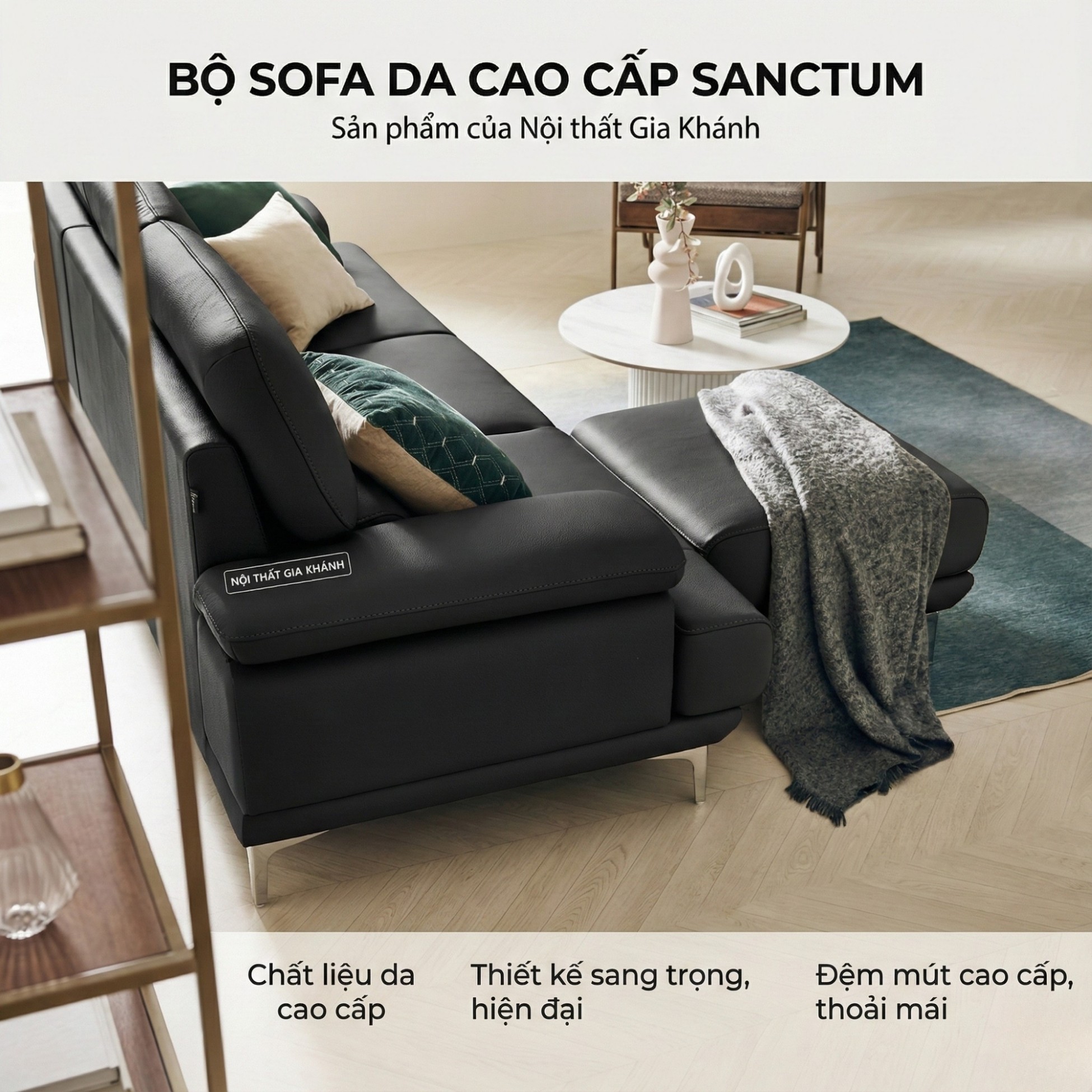 Sofa SANCTUM – Sofa Da Cao Cấp Hiện Đại Tối Ưu Sự Êm Ái