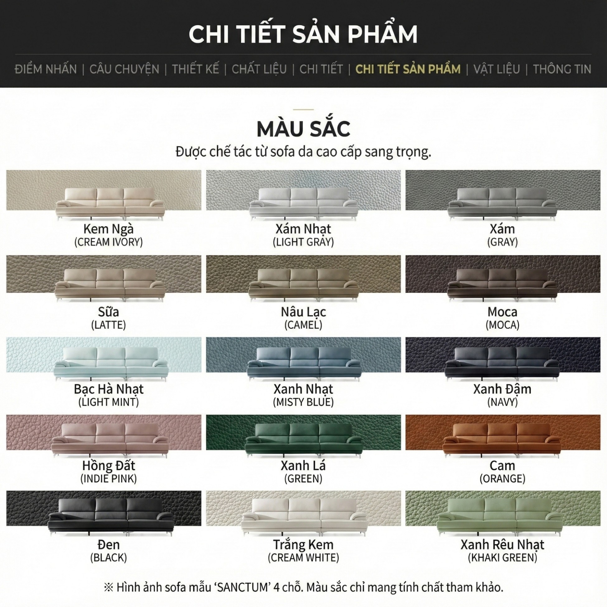 Sofa SANCTUM – Sofa Da Cao Cấp Hiện Đại Tối Ưu Sự Êm Ái
