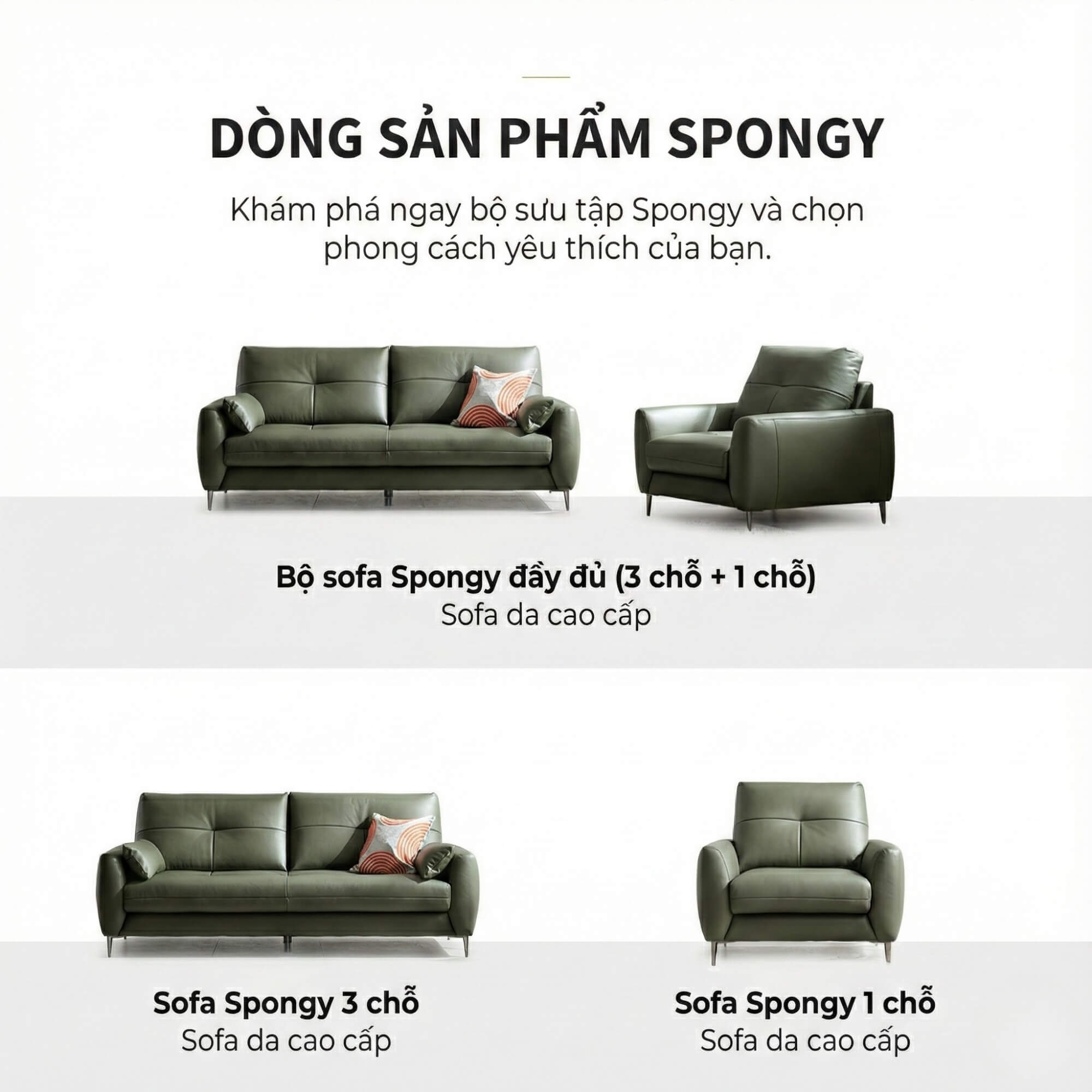 Sofa SPONGY - Sofa Băng 2 Chỗ Nhỏ Gọn Và Êm Ái