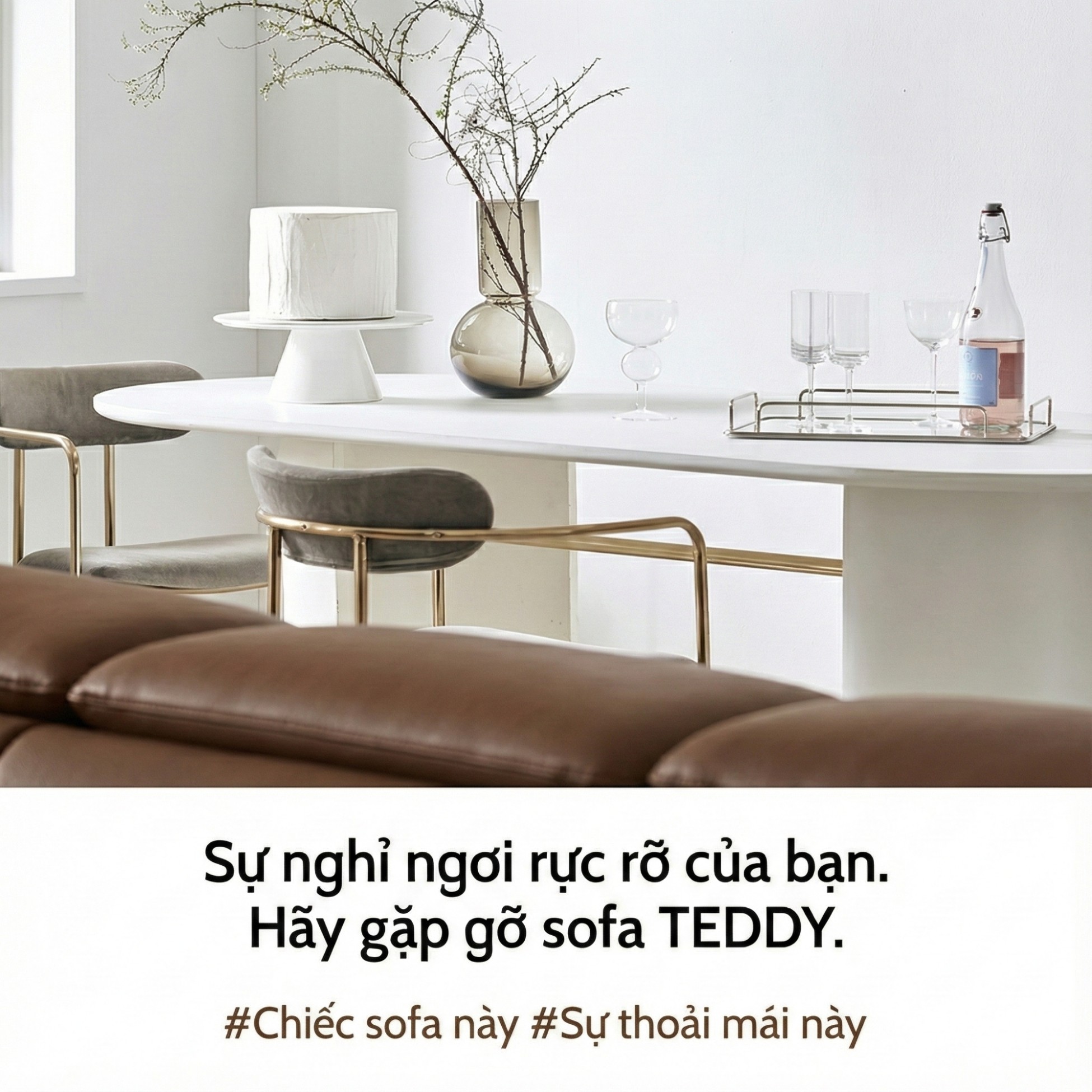 Sofa TEDDY – Sofa Hiện Đại Bọc Da Cao Cấp Thiết Kế Tinh Tế Êm Ái