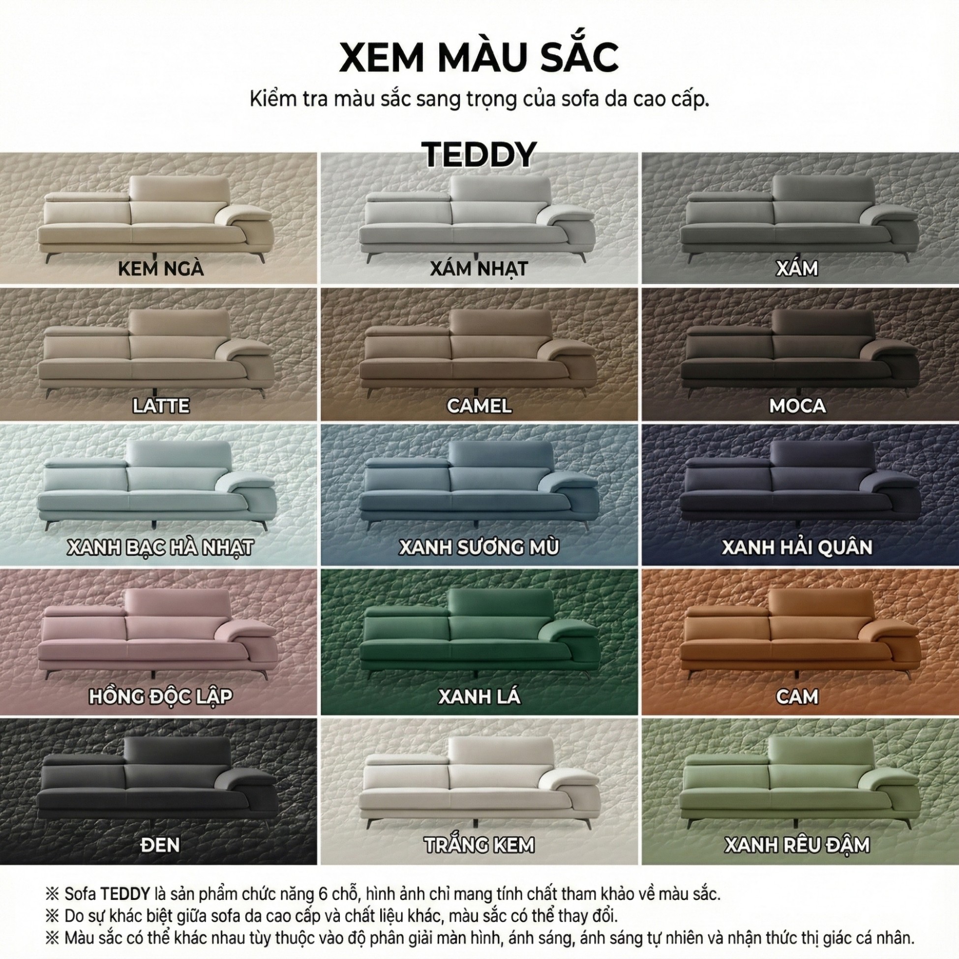 Sofa TEDDY – Sofa Hiện Đại Bọc Da Cao Cấp Thiết Kế Tinh Tế Êm Ái