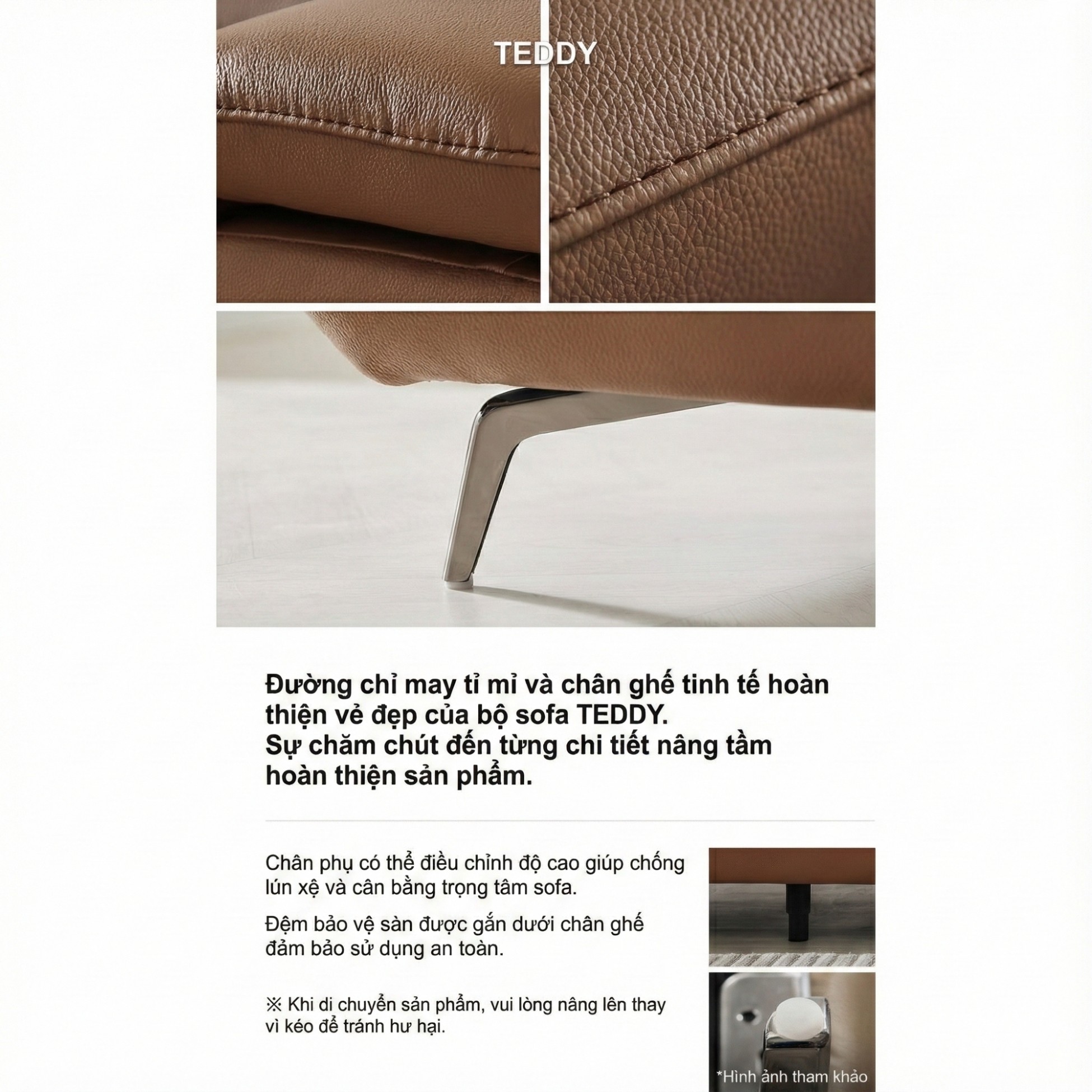 Sofa TEDDY – Sofa Hiện Đại Bọc Da Cao Cấp Thiết Kế Tinh Tế Êm Ái