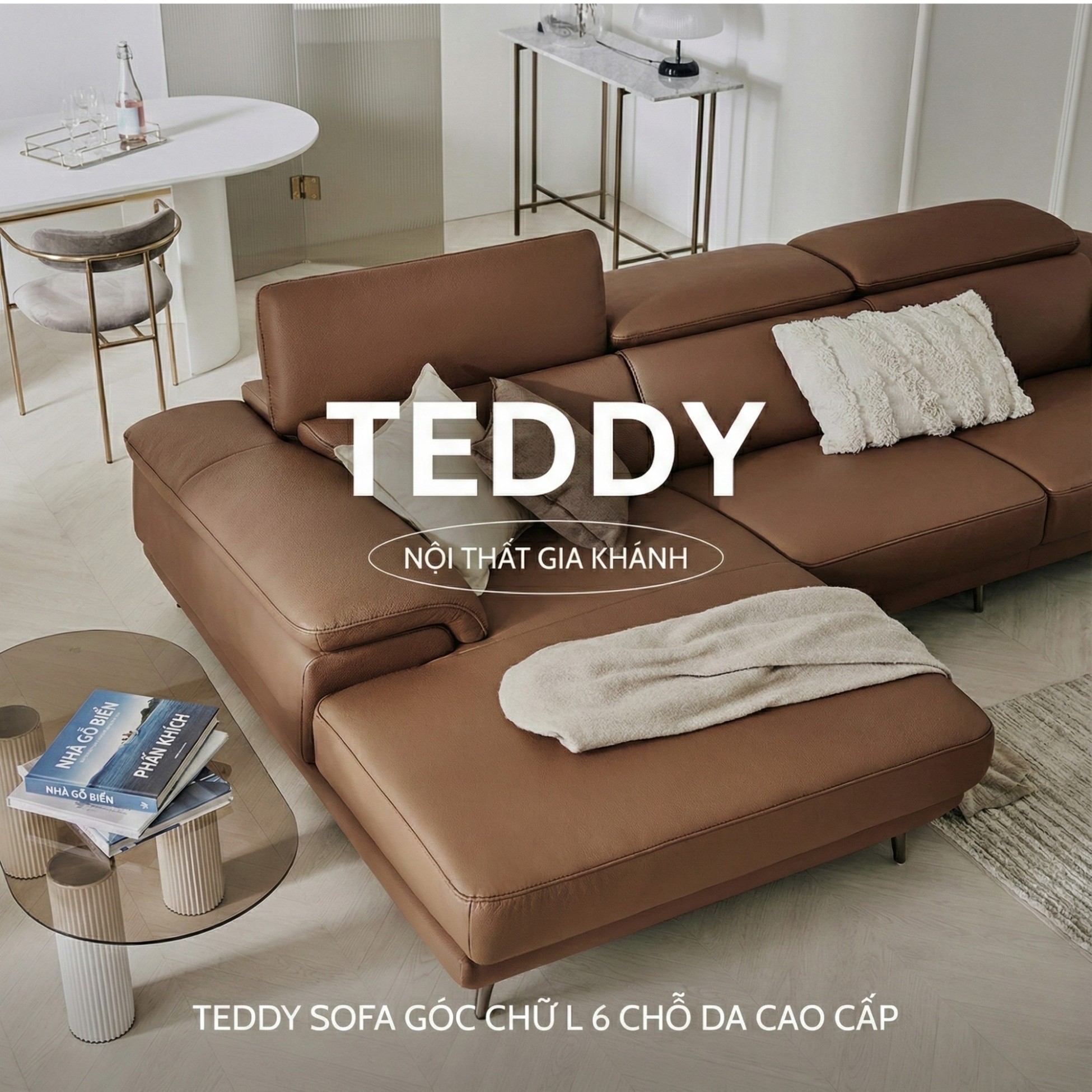 Sofa TEDDY – Sofa Hiện Đại Bọc Da Cao Cấp Thiết Kế Tinh Tế Êm Ái