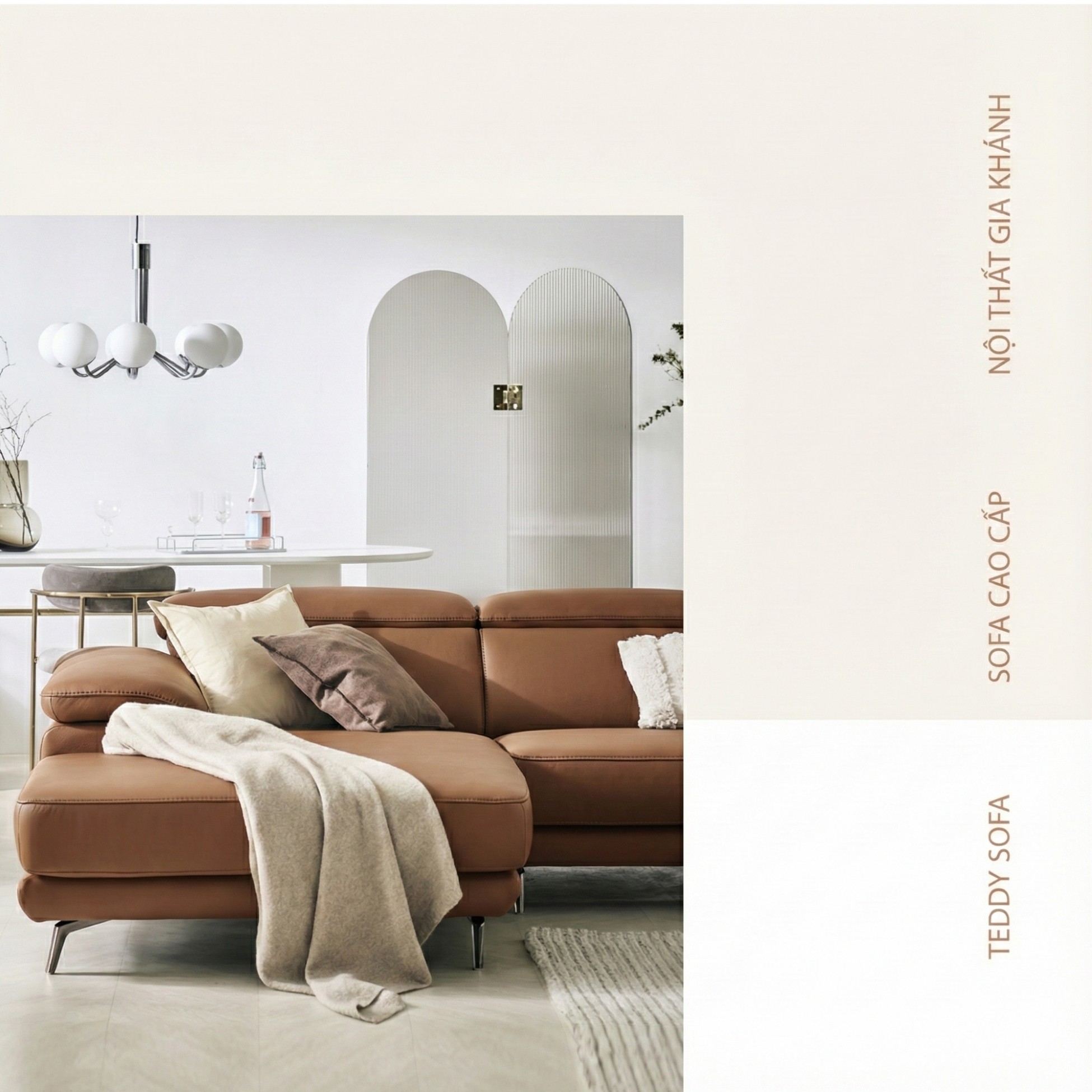 Sofa TEDDY – Sofa Hiện Đại Bọc Da Cao Cấp Thiết Kế Tinh Tế Êm Ái