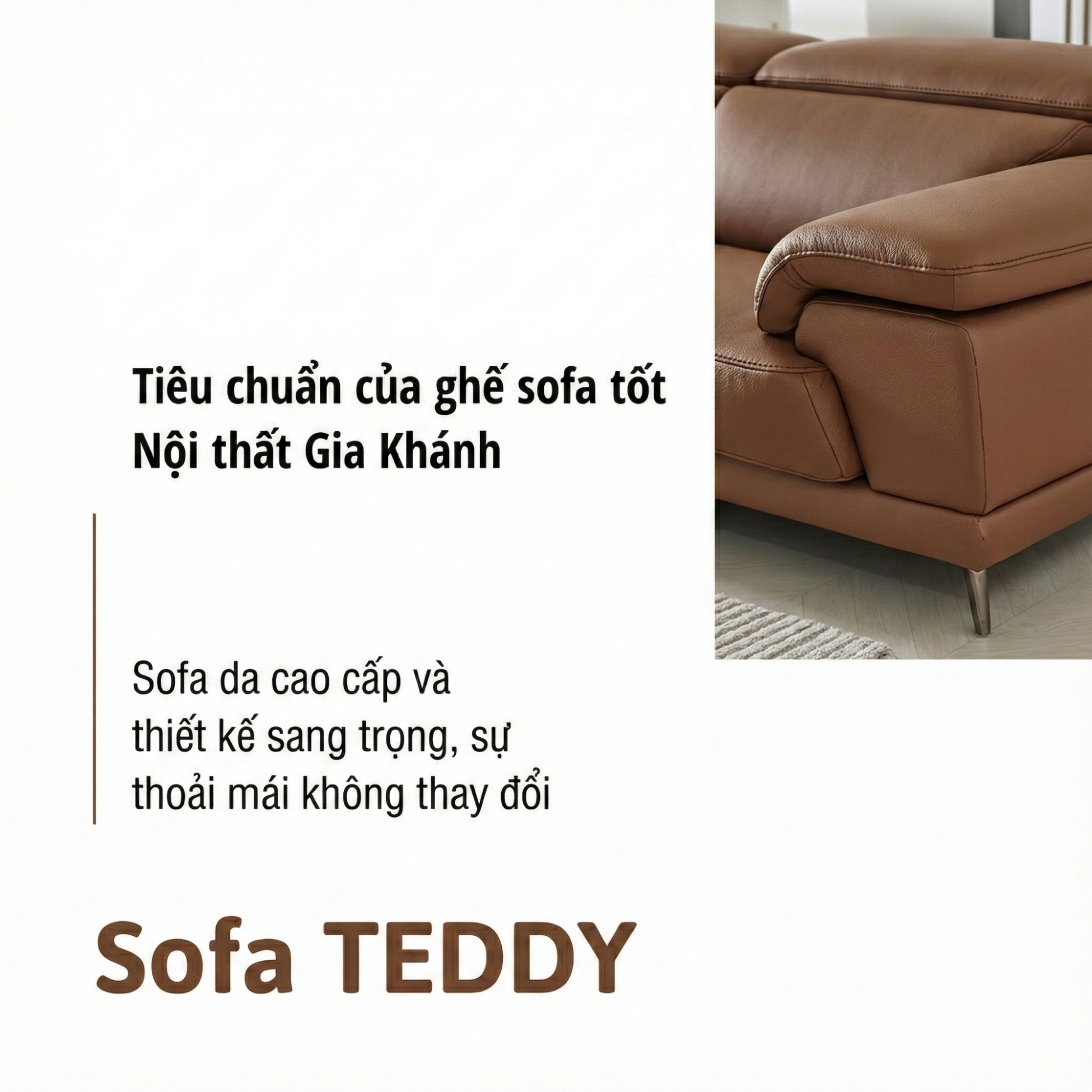 Sofa TEDDY – Sofa Hiện Đại Bọc Da Cao Cấp Thiết Kế Tinh Tế Êm Ái