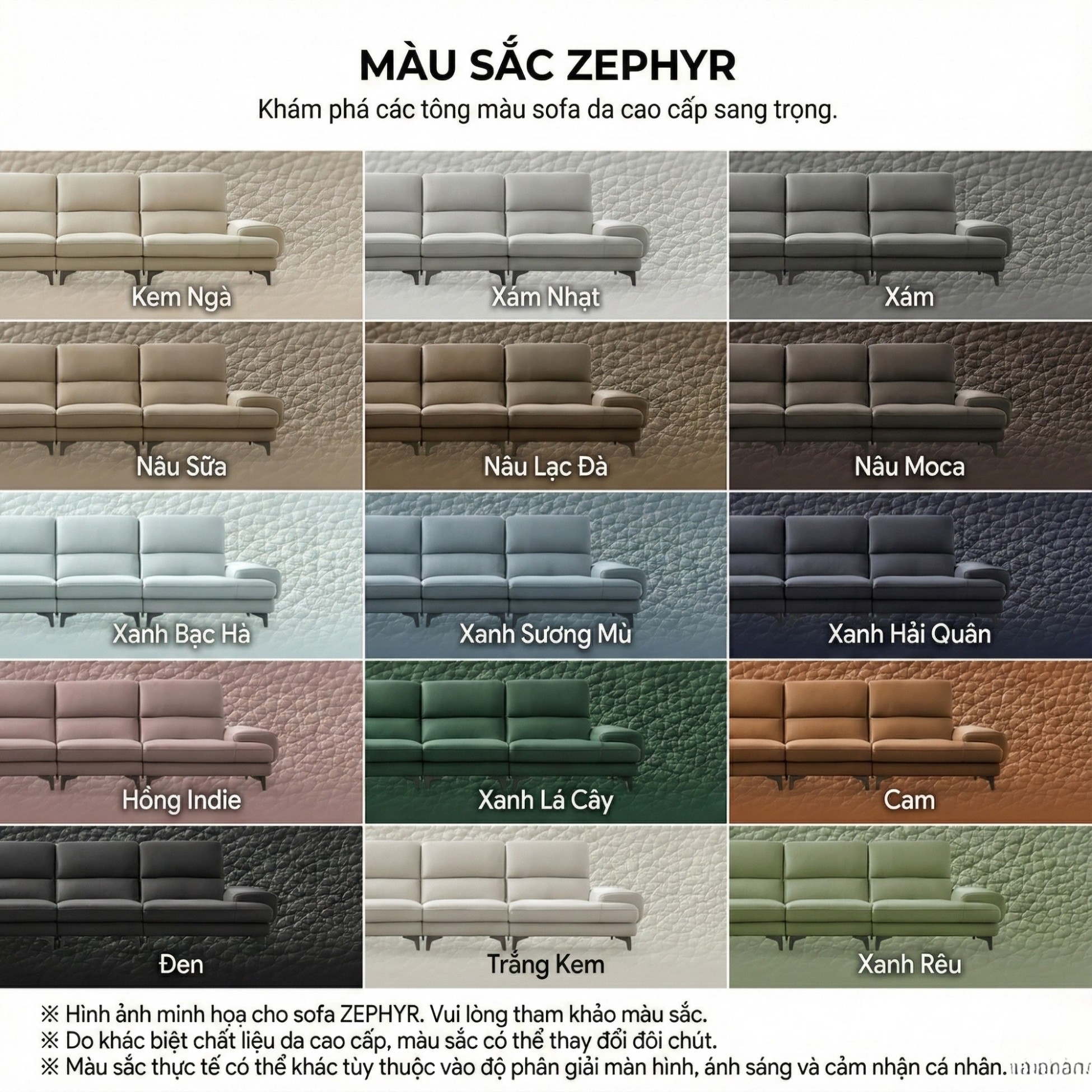 Sofa ZEPHYR – Sofa Da Cao Cấp Hiện Đại Êm Ái Tối Ưu