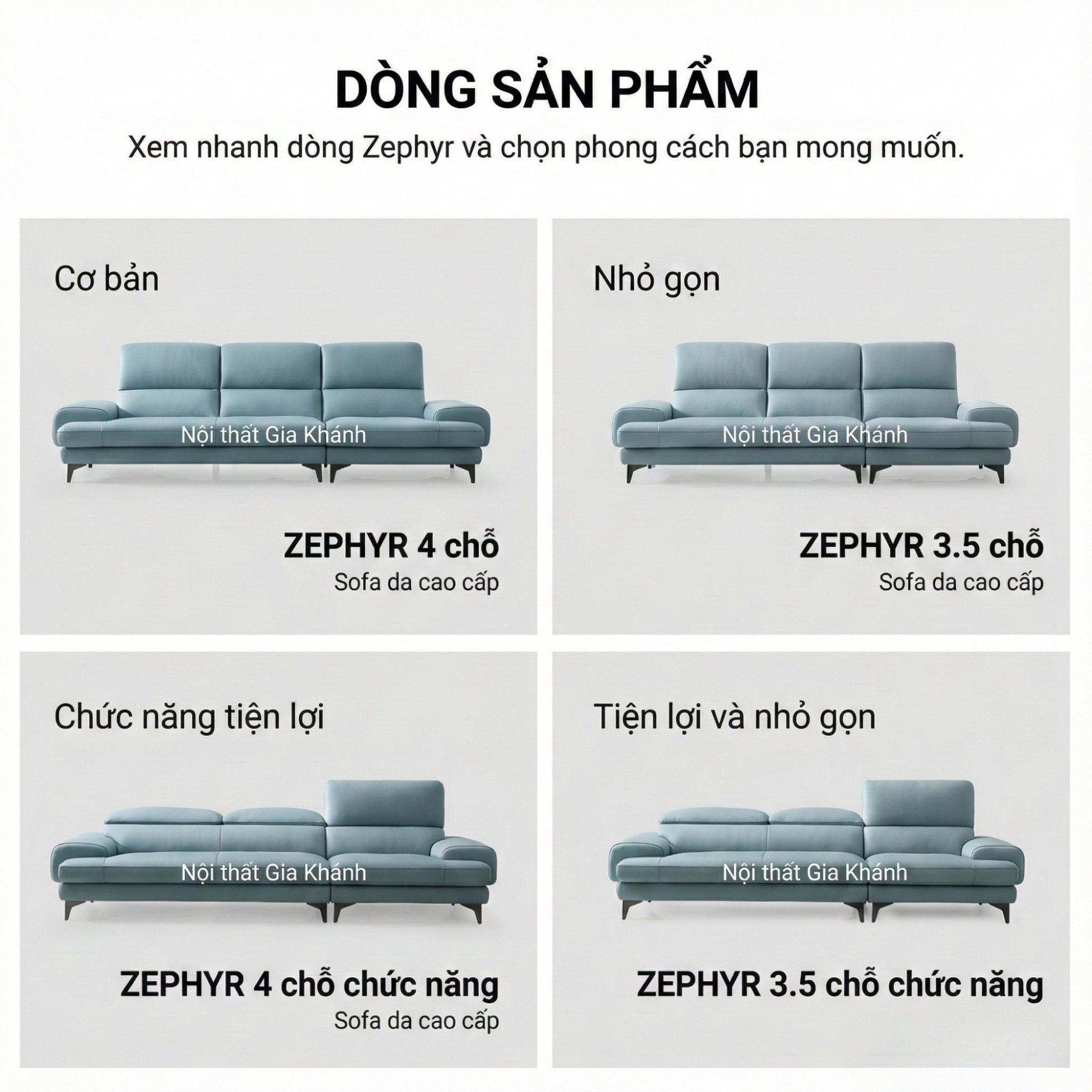 Sofa ZEPHYR – Sofa Da Cao Cấp Hiện Đại Êm Ái Tối Ưu