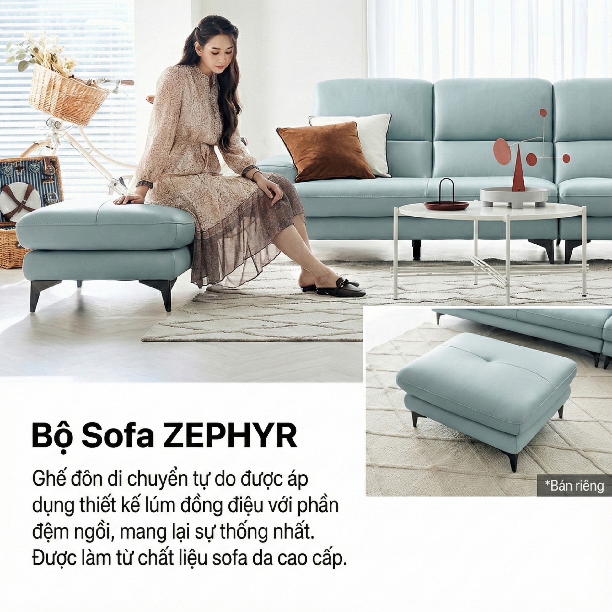 Sofa ZEPHYR – Sofa Da Cao Cấp Hiện Đại Êm Ái Tối Ưu