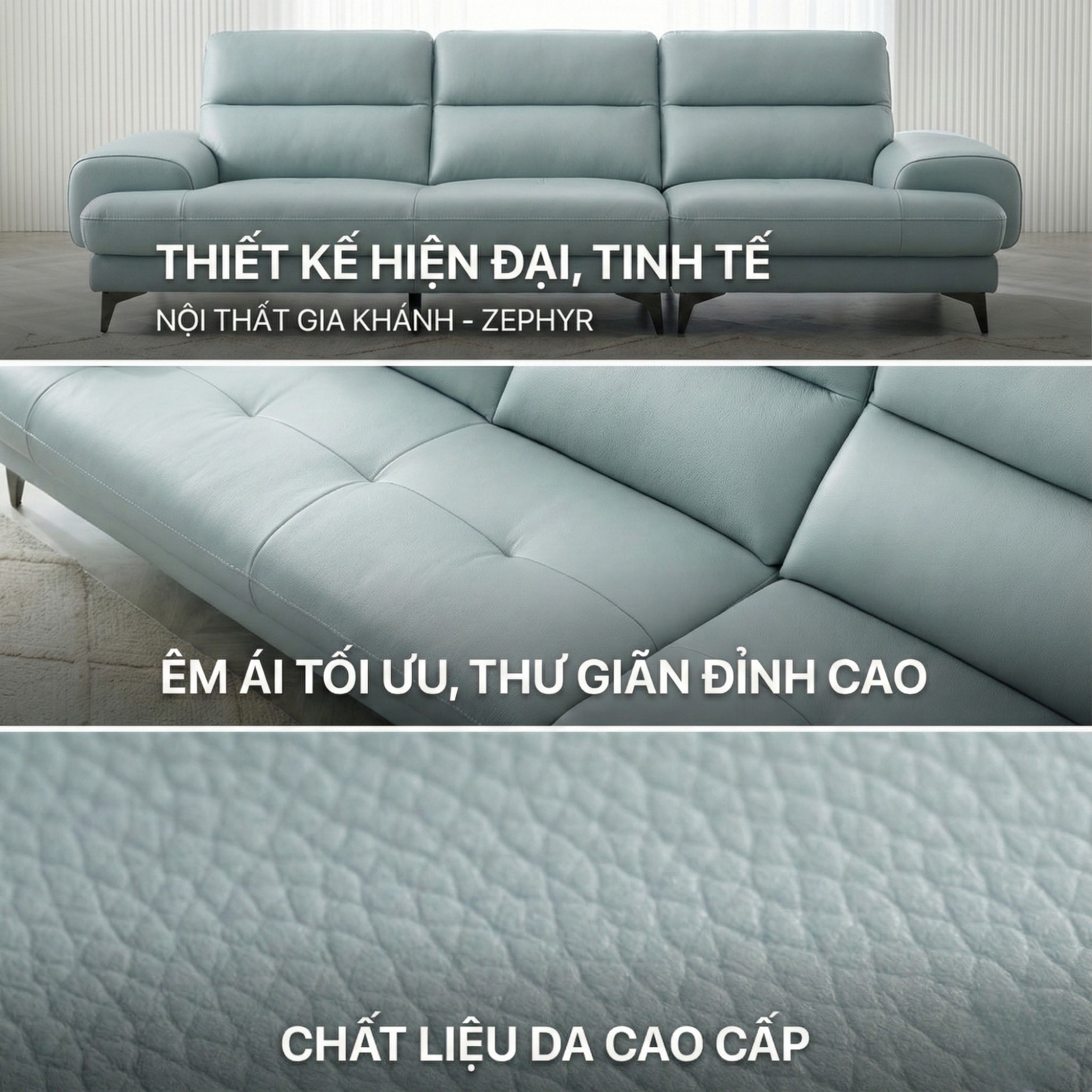 Sofa ZEPHYR – Sofa Da Cao Cấp Hiện Đại Êm Ái Tối Ưu