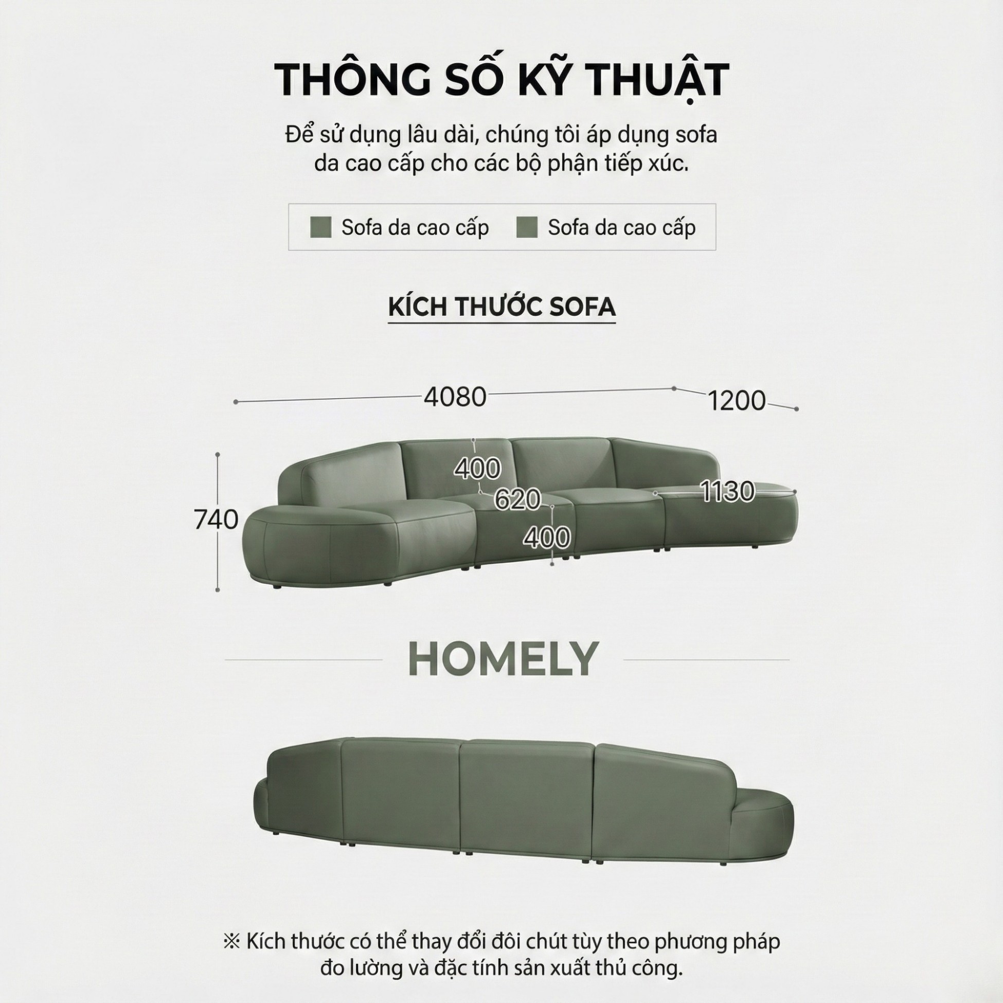 Sofa HOMELY – Sofa Da Hiện Đại Cao Cấp Dáng Mở Thiết Kế Ấm Cúng