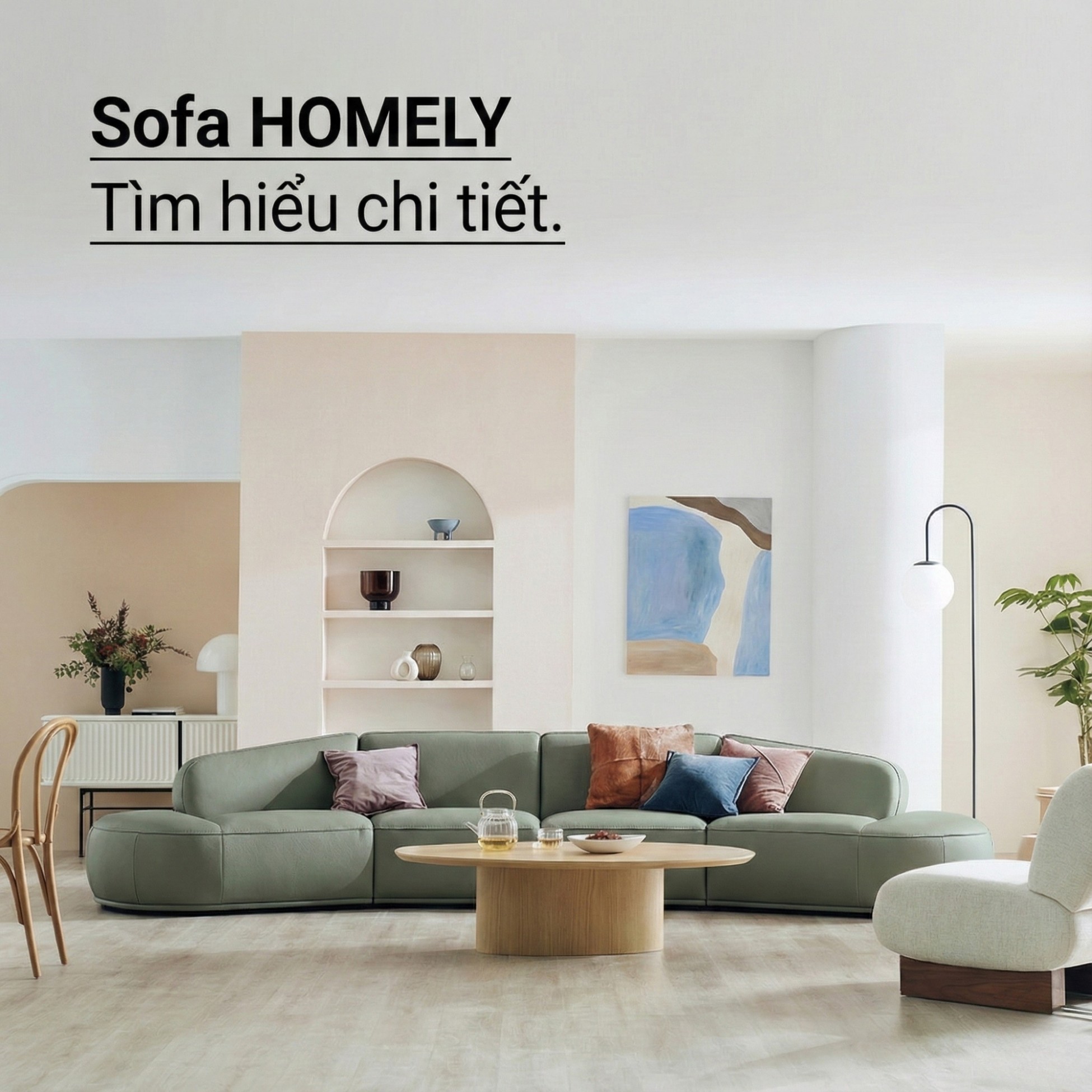 Sofa HOMELY – Sofa Da Hiện Đại Cao Cấp Dáng Mở Thiết Kế Ấm Cúng