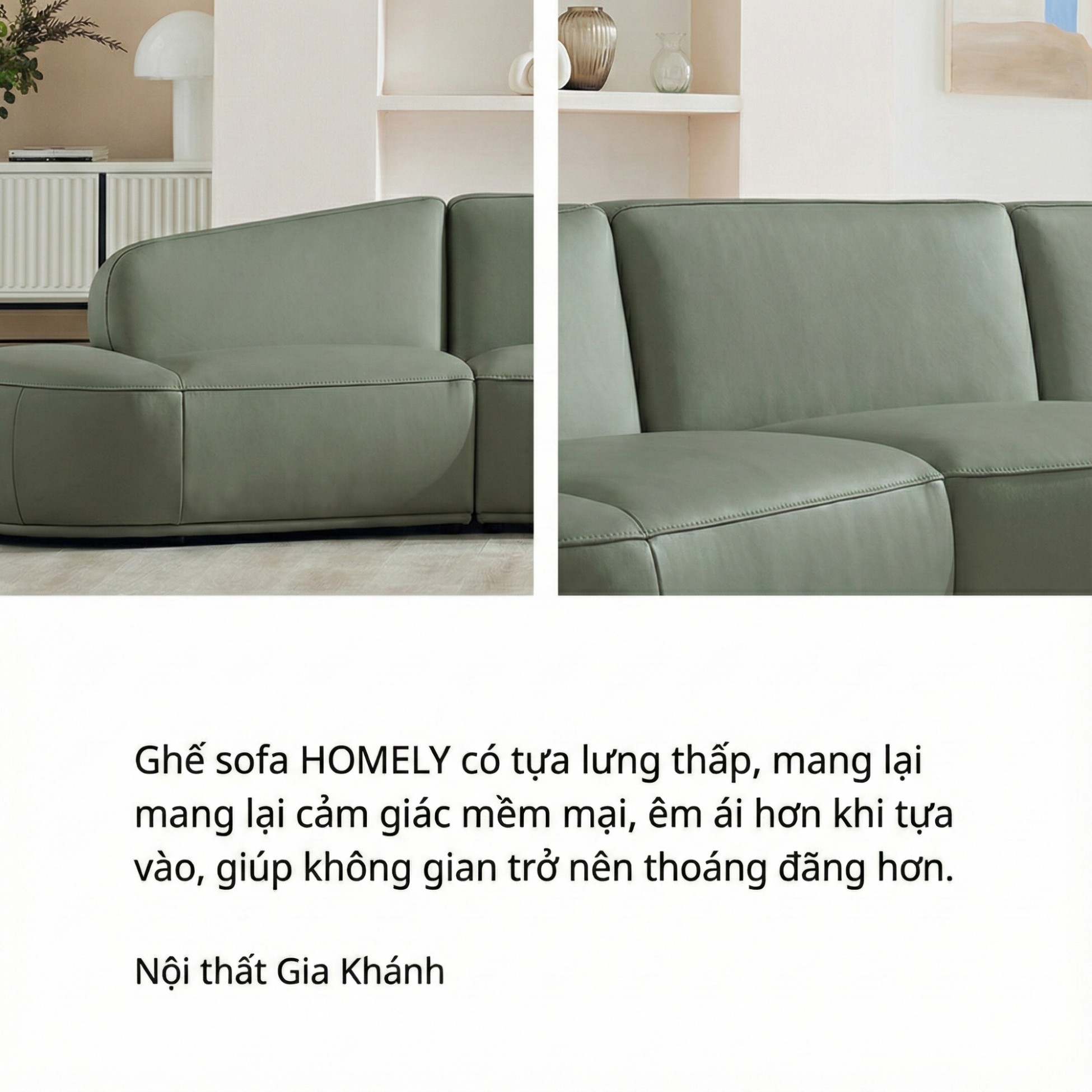 Sofa HOMELY – Sofa Da Hiện Đại Cao Cấp Dáng Mở Thiết Kế Ấm Cúng