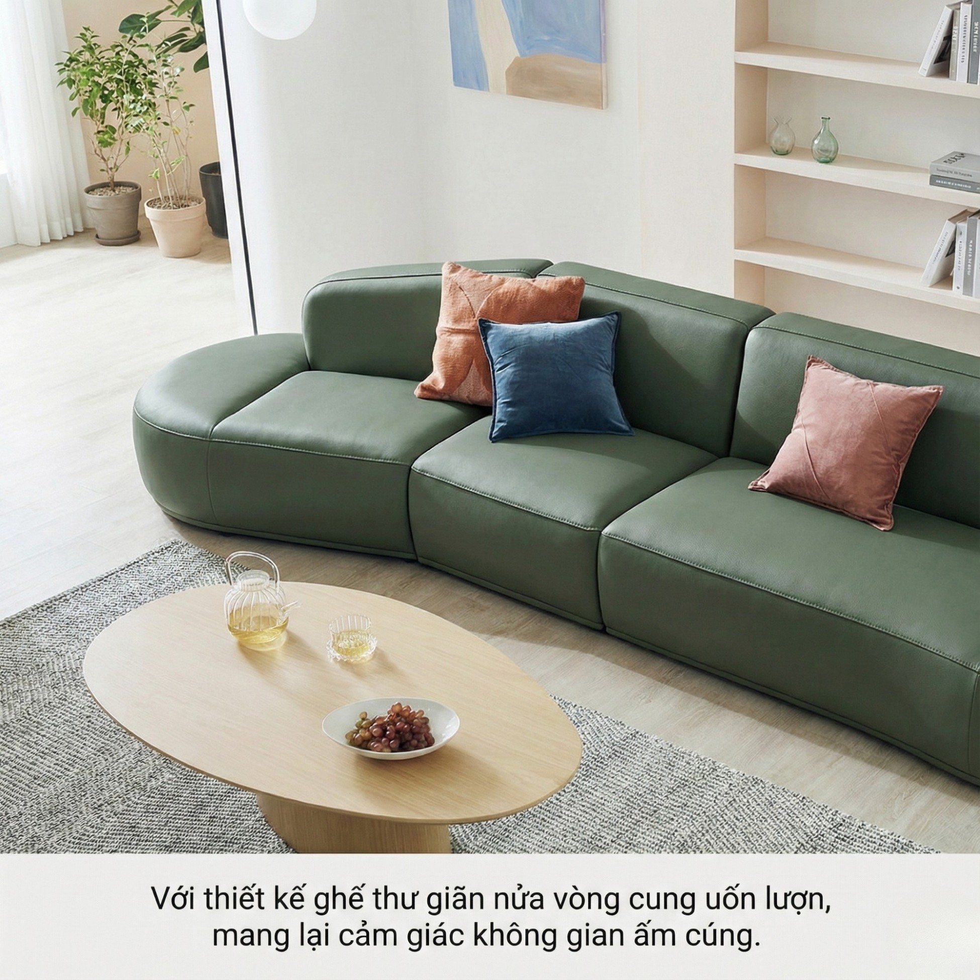 Sofa HOMELY – Sofa Da Hiện Đại Cao Cấp Dáng Mở Thiết Kế Ấm Cúng