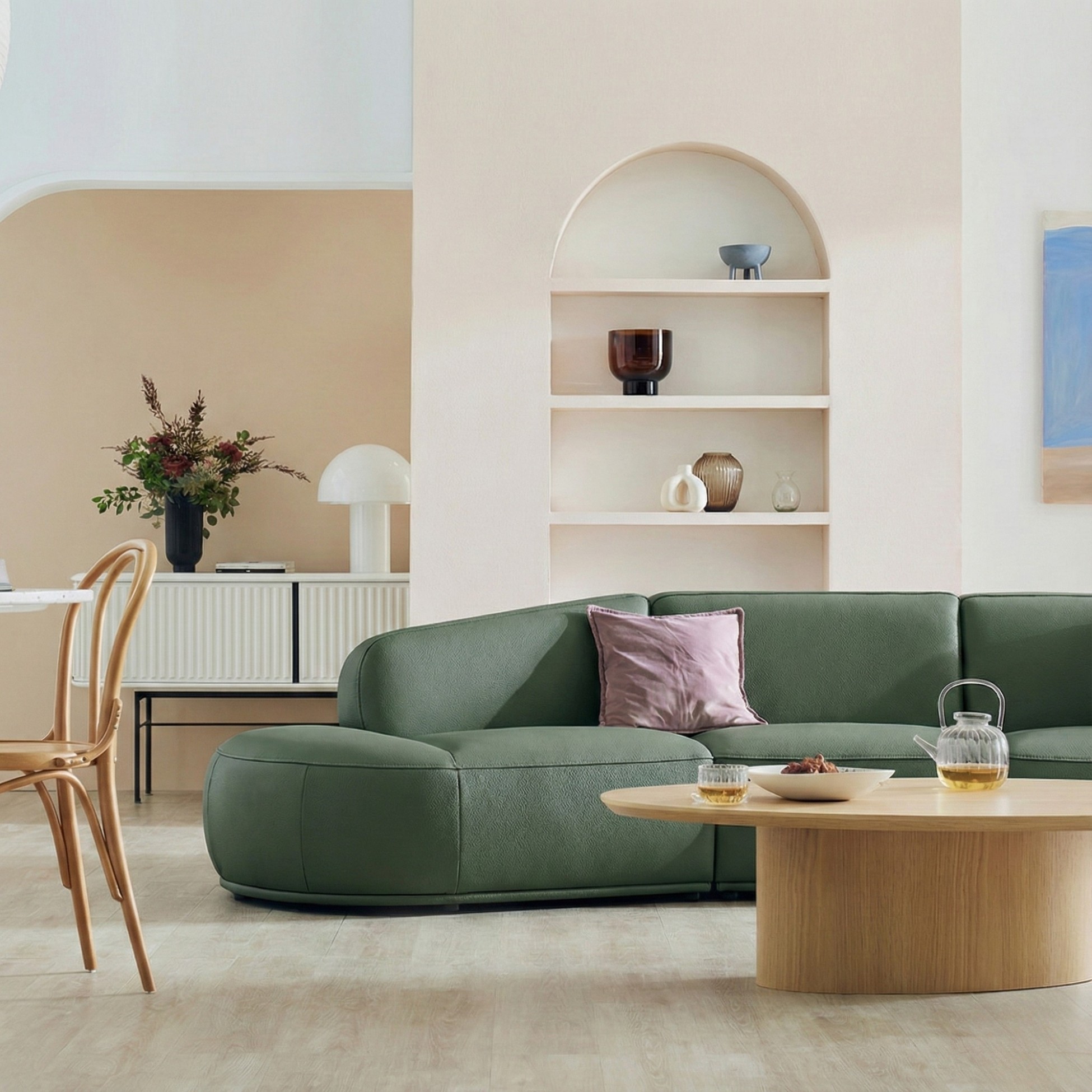 Sofa HOMELY – Sofa Da Hiện Đại Cao Cấp Dáng Mở Thiết Kế Ấm Cúng