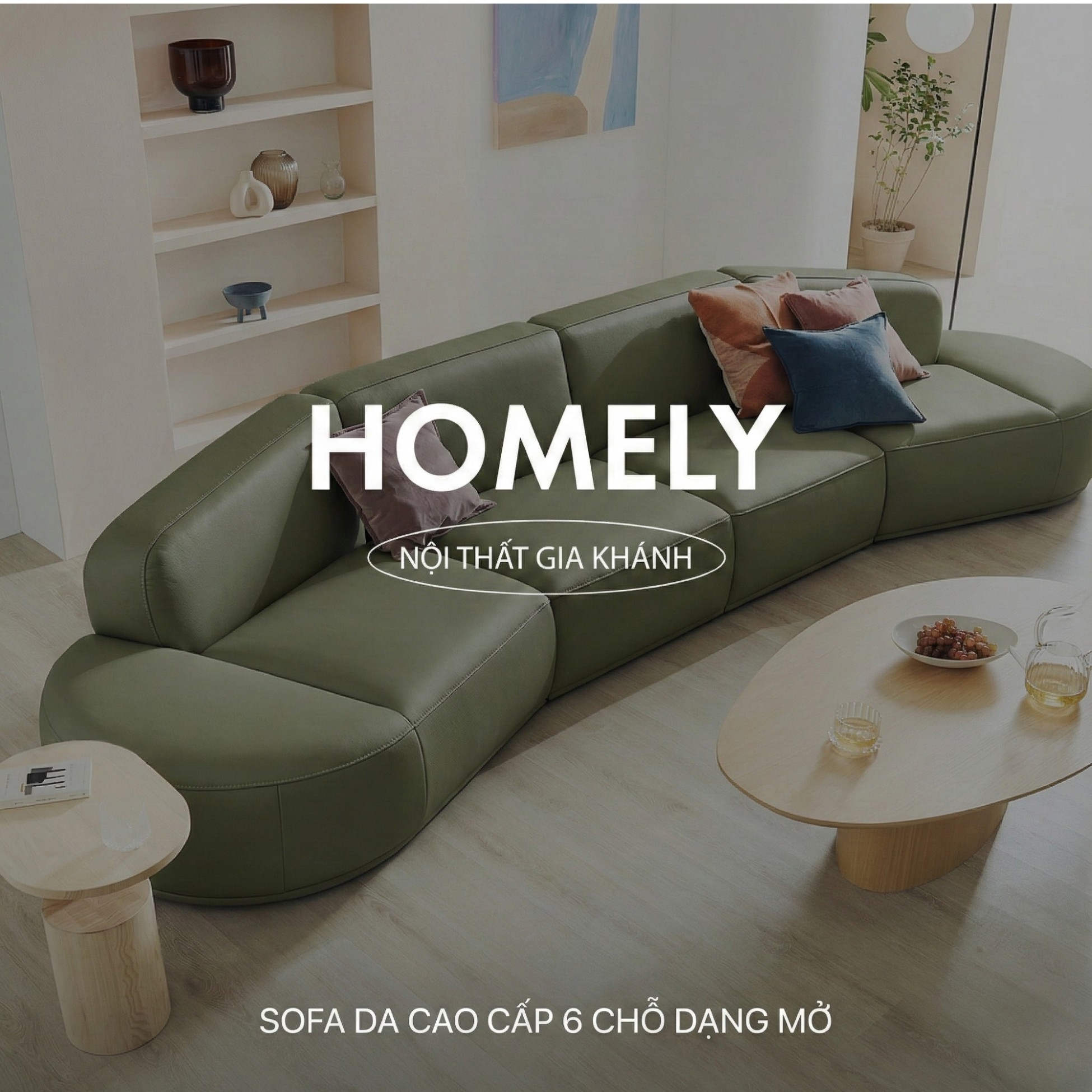 Sofa HOMELY – Sofa Da Hiện Đại Cao Cấp Dáng Mở Thiết Kế Ấm Cúng