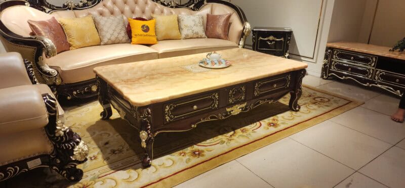 Bàn Trà Mặt Đá Hồng Ngọc Long
