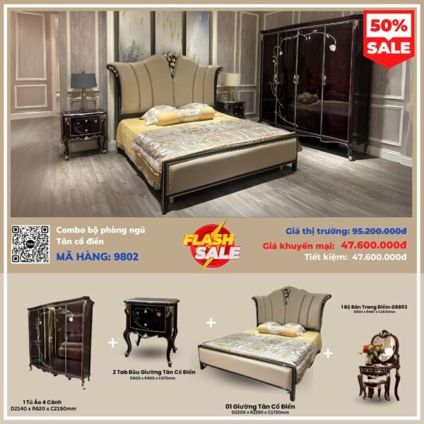 Combo Bộ Phòng Ngủ Tân Cổ Điển GI9802