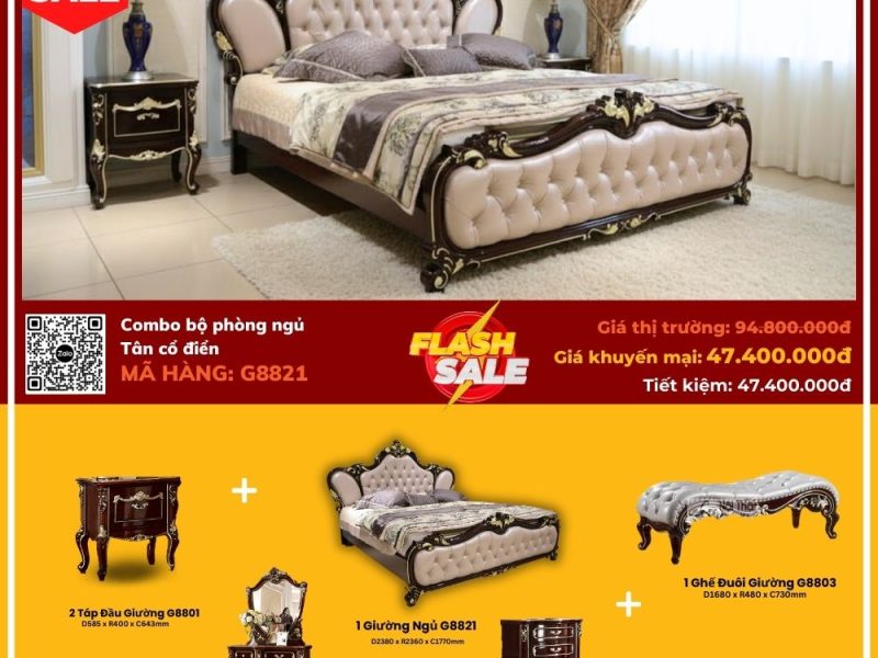 Combo Bộ Phòng Ngủ Tân Cổ Điển G8821