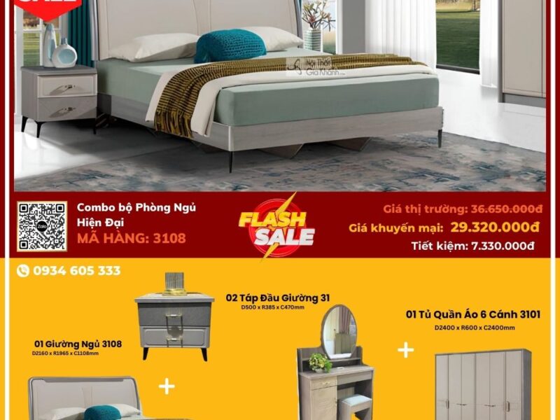 Combo Giường Ngủ Hiện Đại 3108