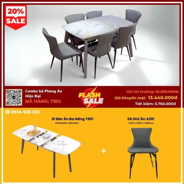Combo Bàn Ăn Hiện Đại T801