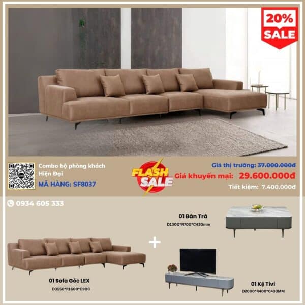 Combo Bộ Phòng Khách Hiện Đại 8037