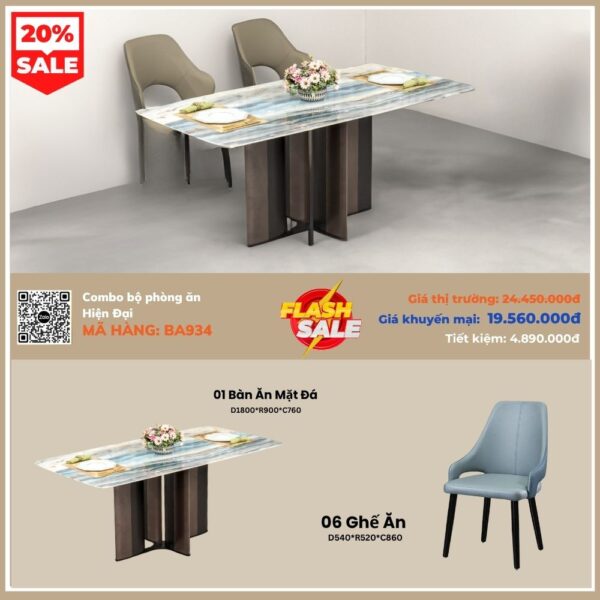Combo bộ phòng ăn hiện đại BA934