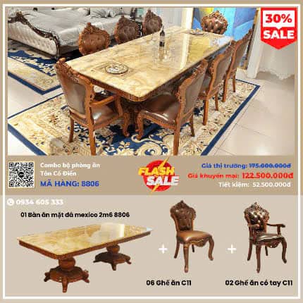 Combo Phòng Ăn Tân Cổ Điển