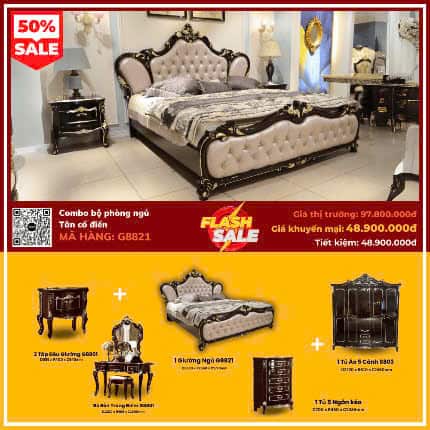 Combo Giường Ngủ Tân Cổ Điển