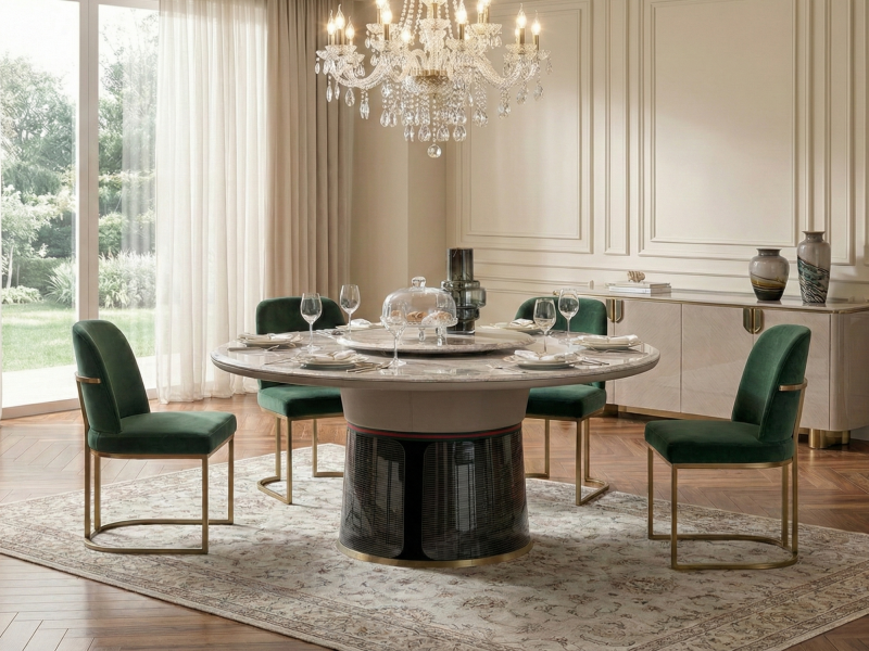 Bàn Ăn Tròn 1m5 Mặt Đá BAGK01-15