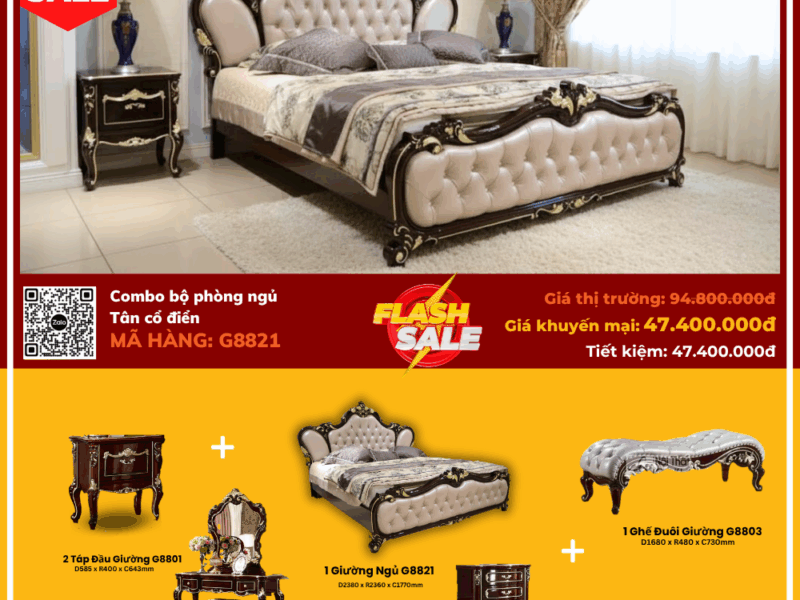 Combo Bộ Phòng Ngủ Tân Cổ Điển G8821
